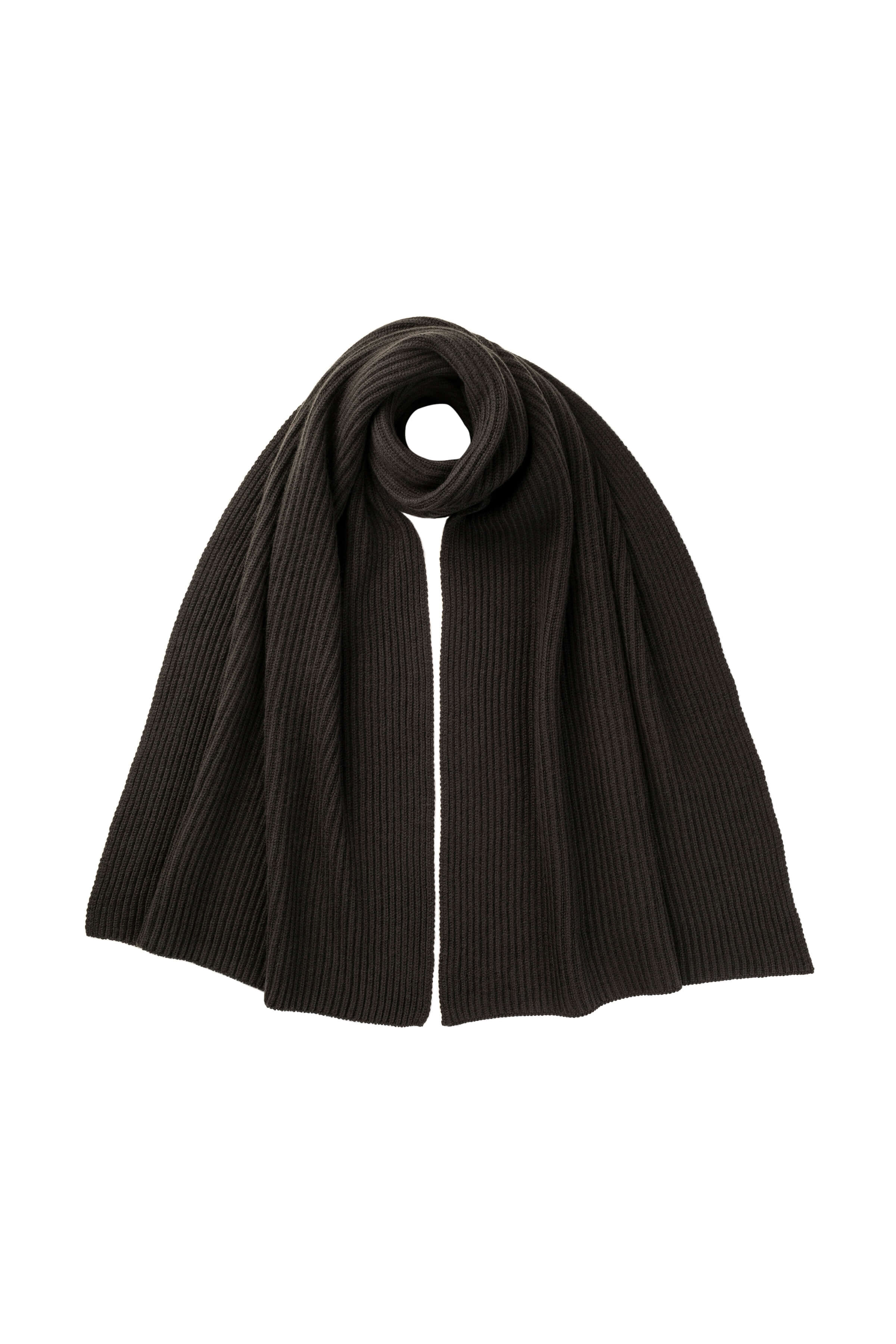 Cardigan Stitch Dark Grey Cashmere Scarf