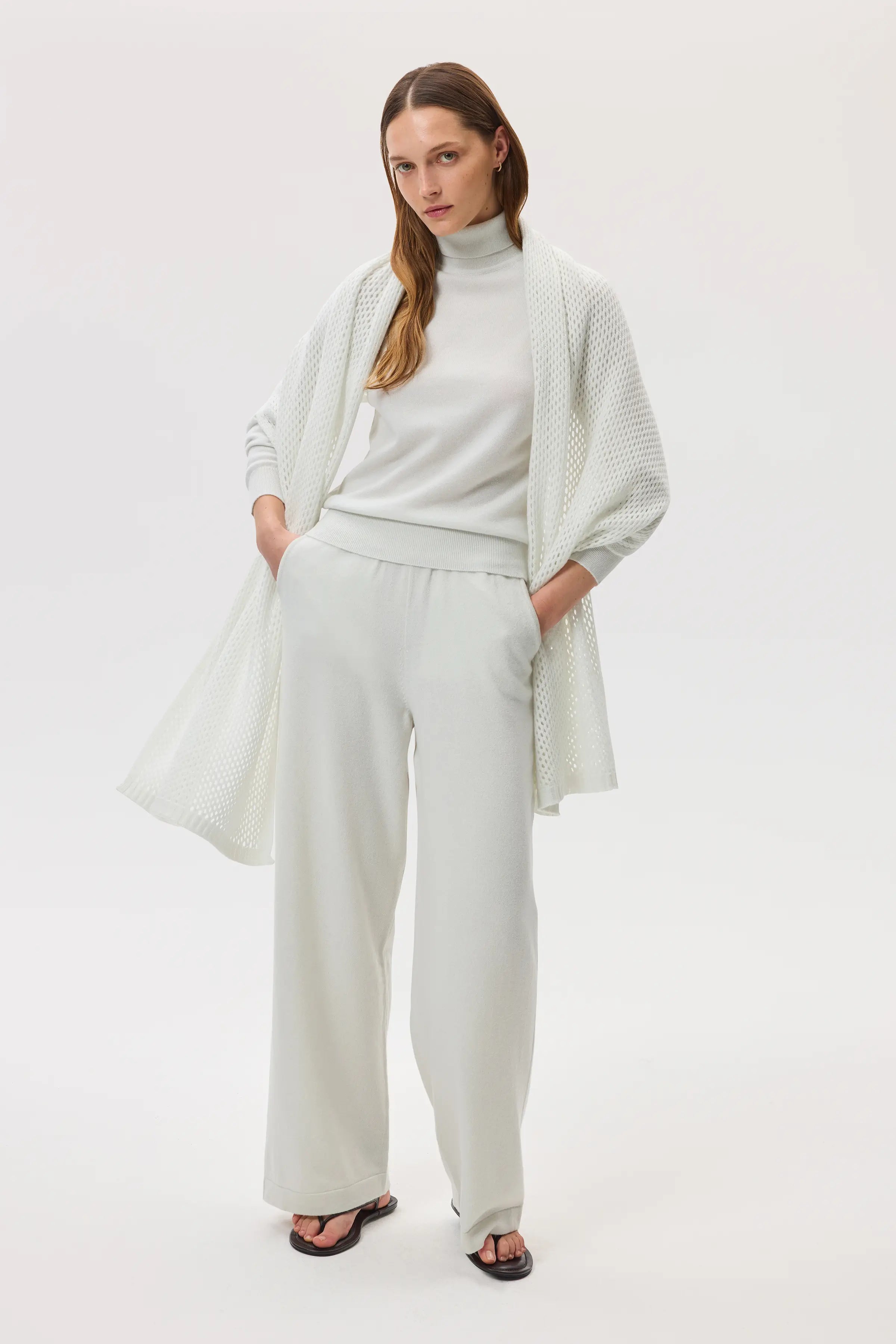 Crochet White Cashmere Stole