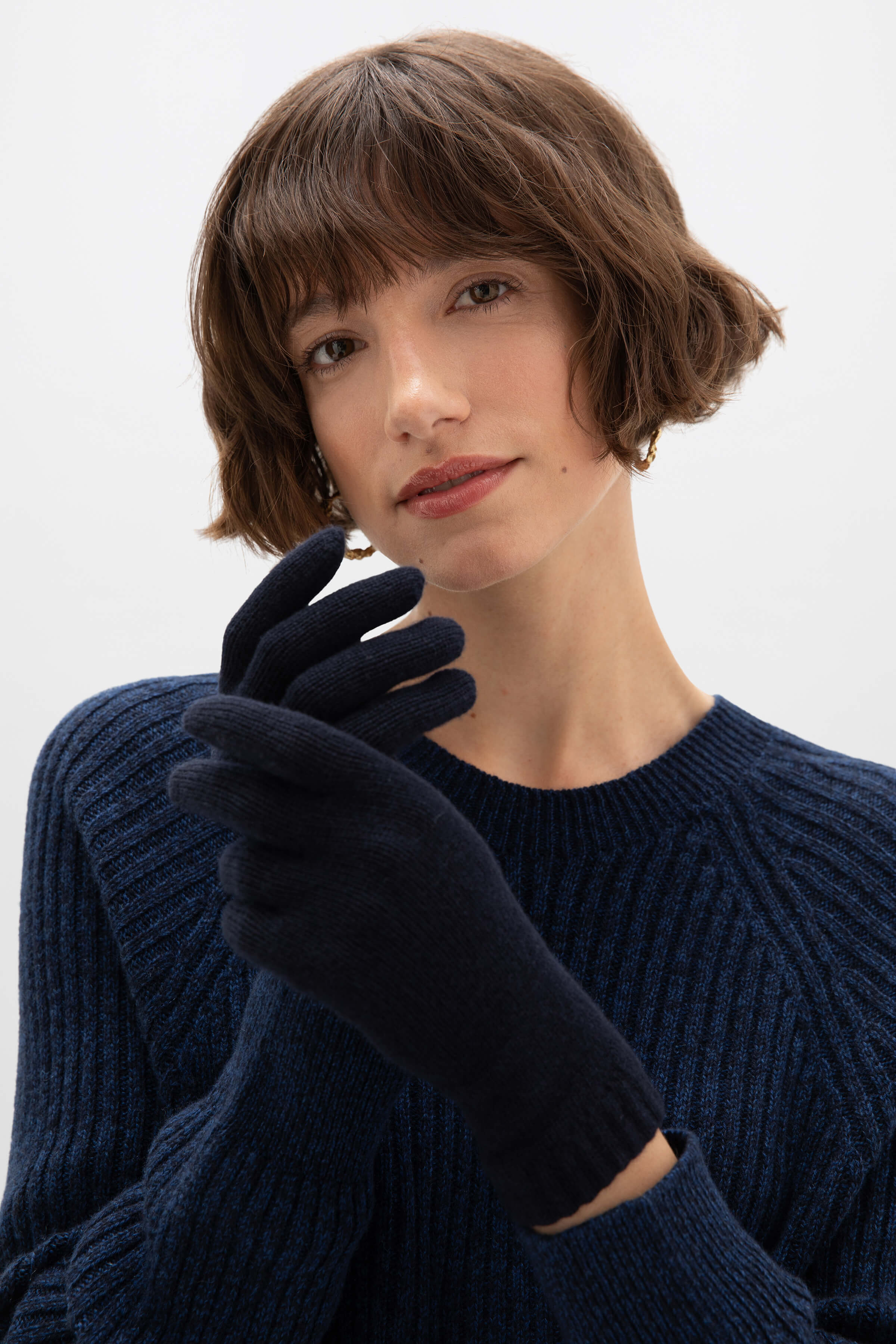 Women's Cashmere Dark Navy Gloves