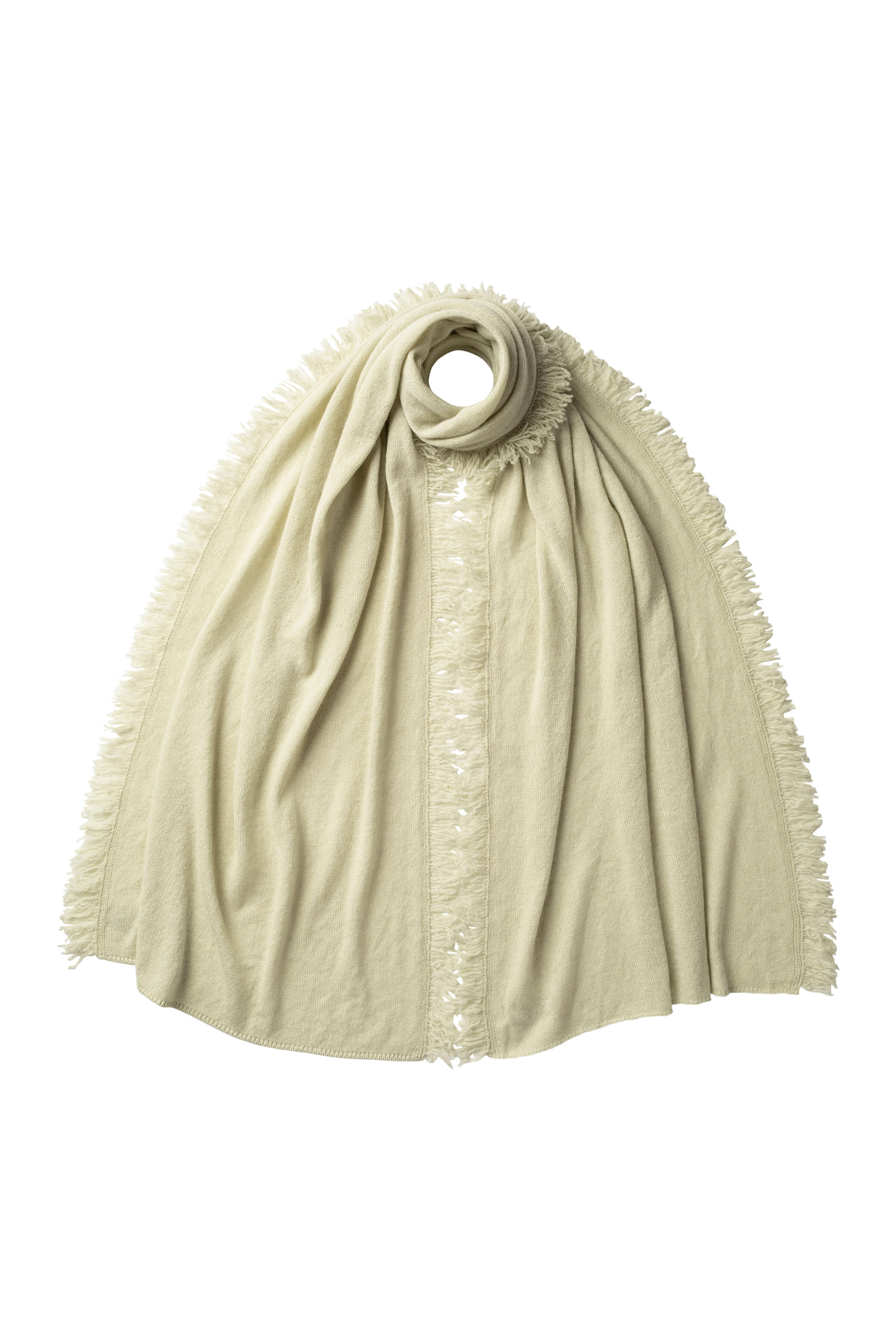 Fringed Gauzy Light Green Cashmere Stole