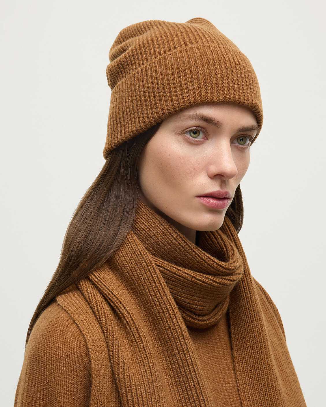 Slouchy Dark Camel Cashmere Beanie