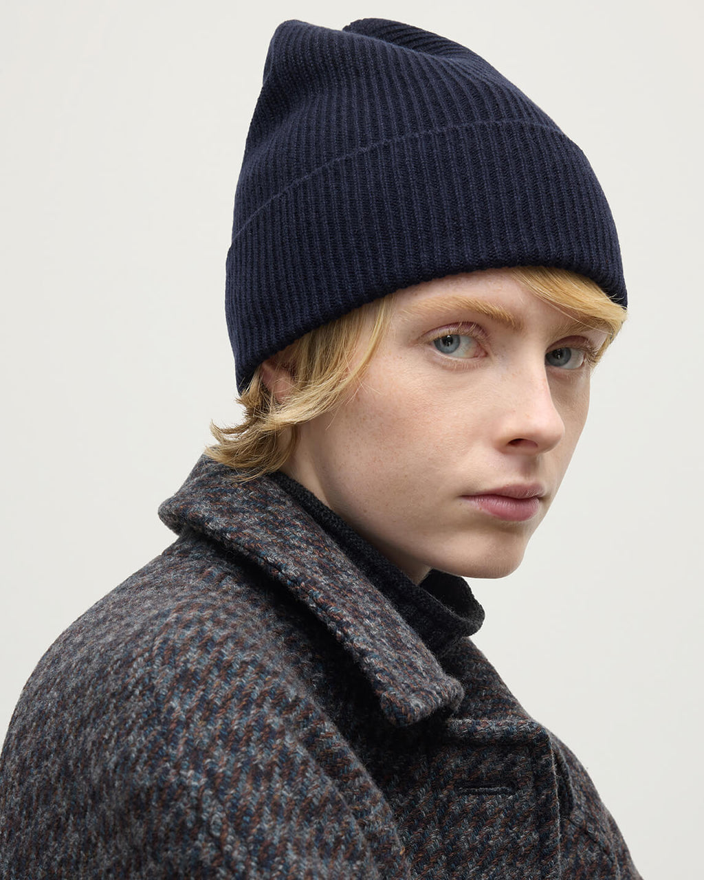 Slouchy Dark Navy Cashmere Beanie