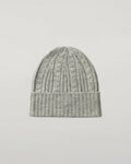 Cable & Rib Light Grey Cashmere Beanie