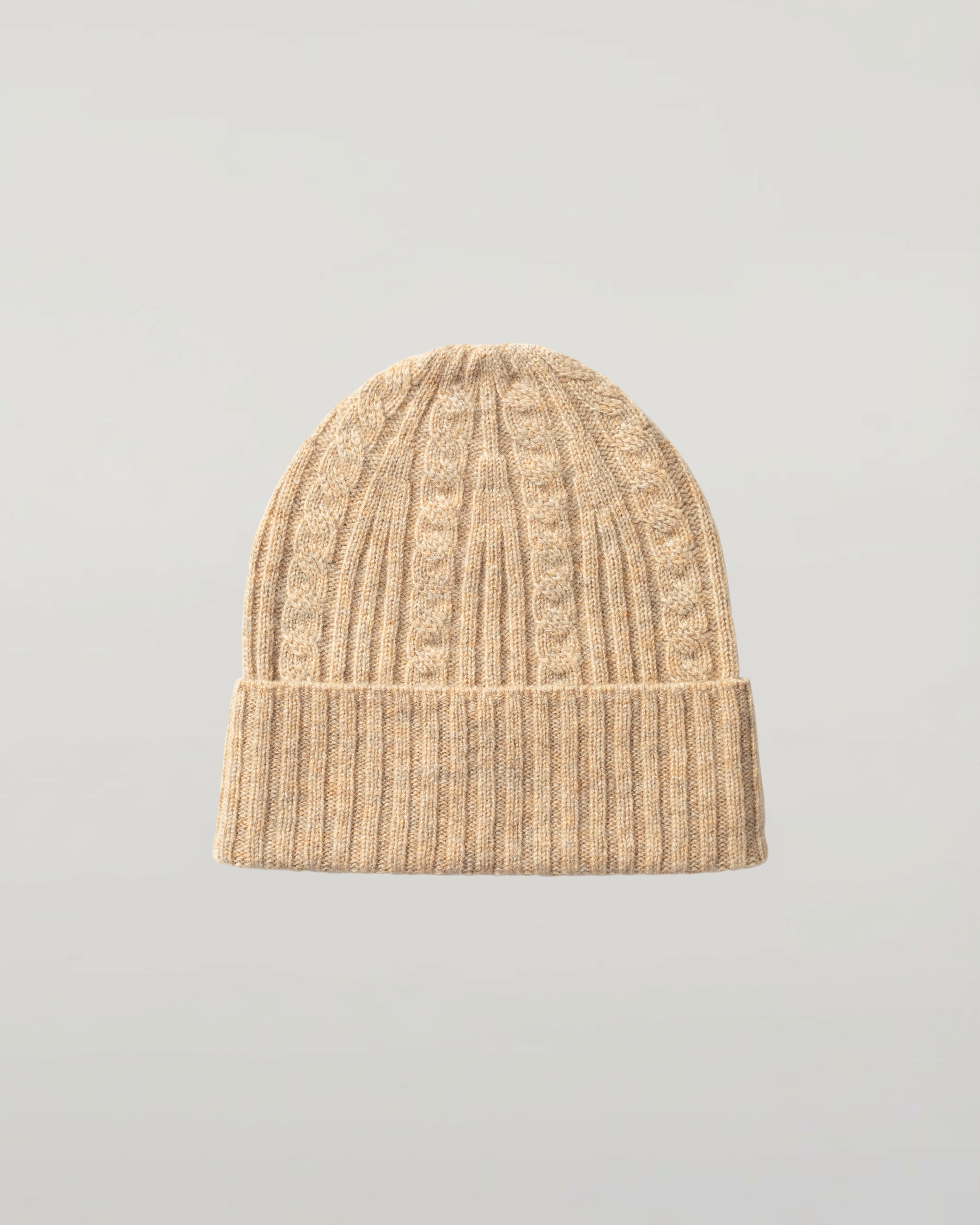Cable & Rib Natural Cashmere Beanie