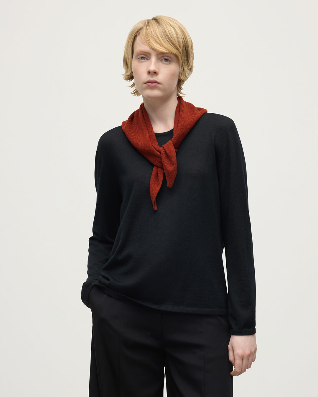 Gauzy Cashmere Dark Red Triangle Neck Tie