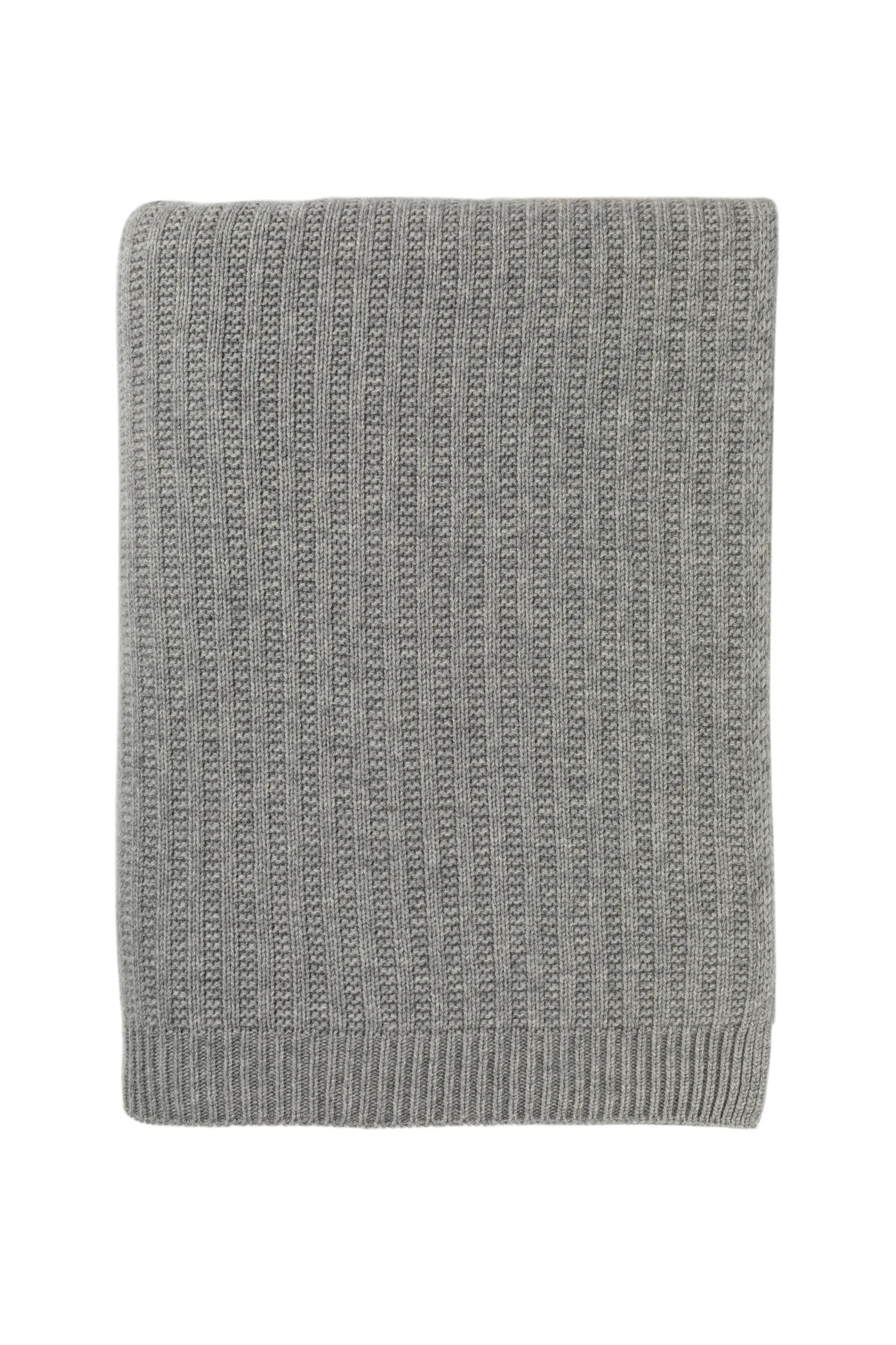 Texture Knitted Light Grey Cashmere Throw