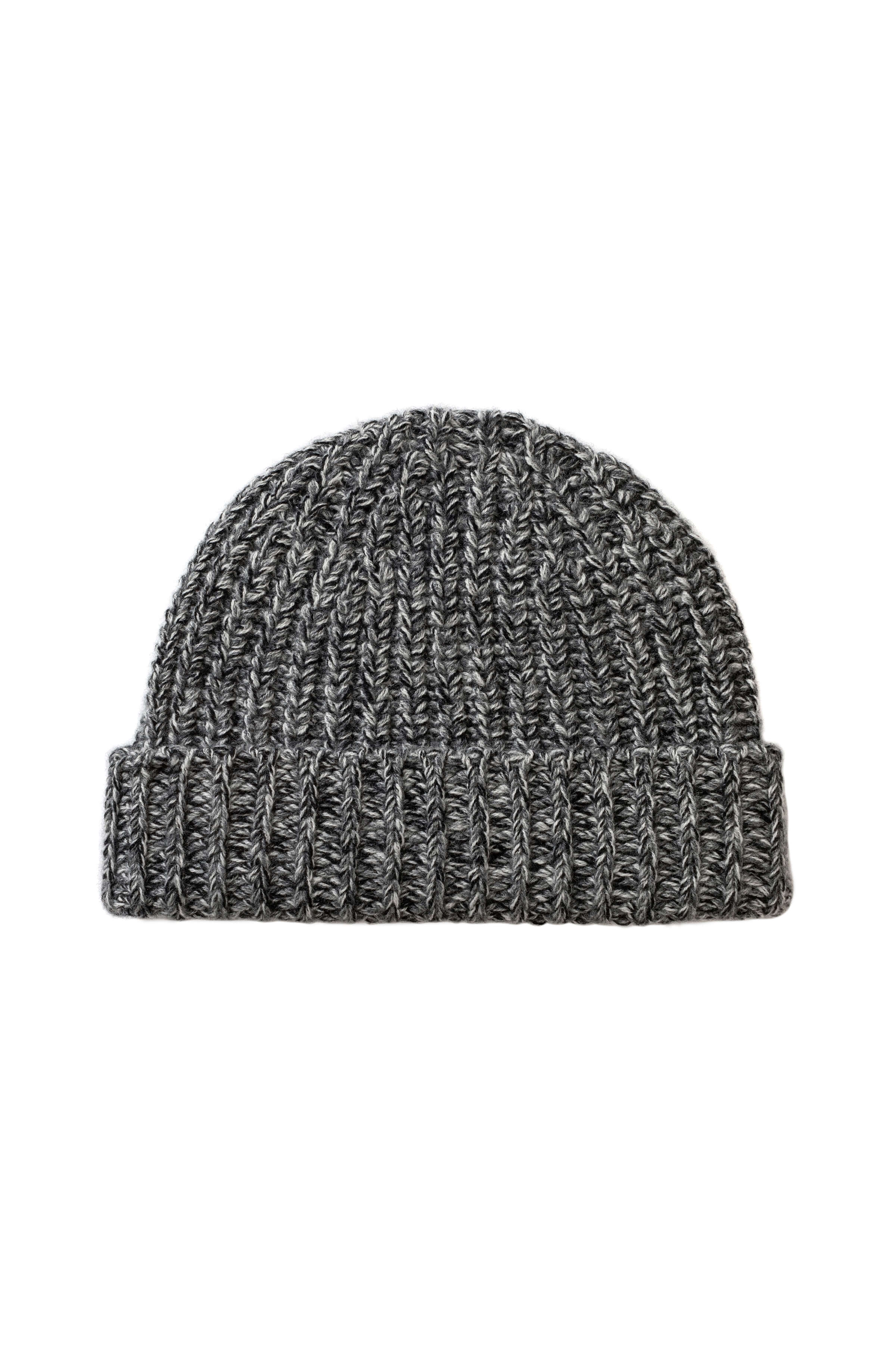 Half Cardigan Stich Charcoal Cashmere Beanie