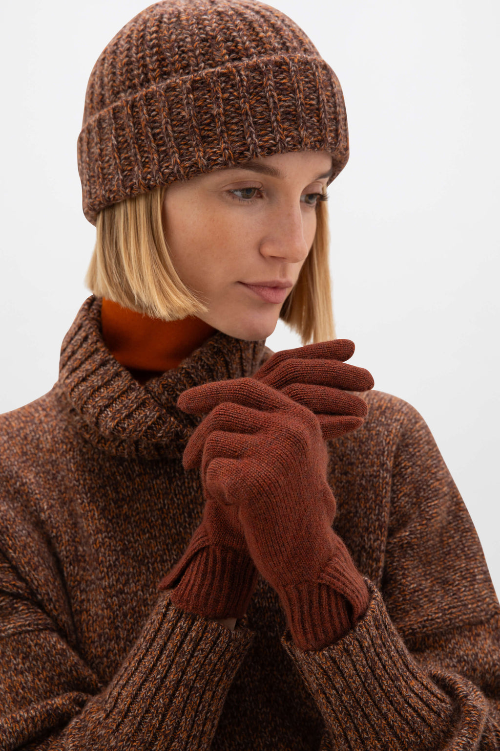 Slouchy Cashmere Marl Roll Neck Jumper