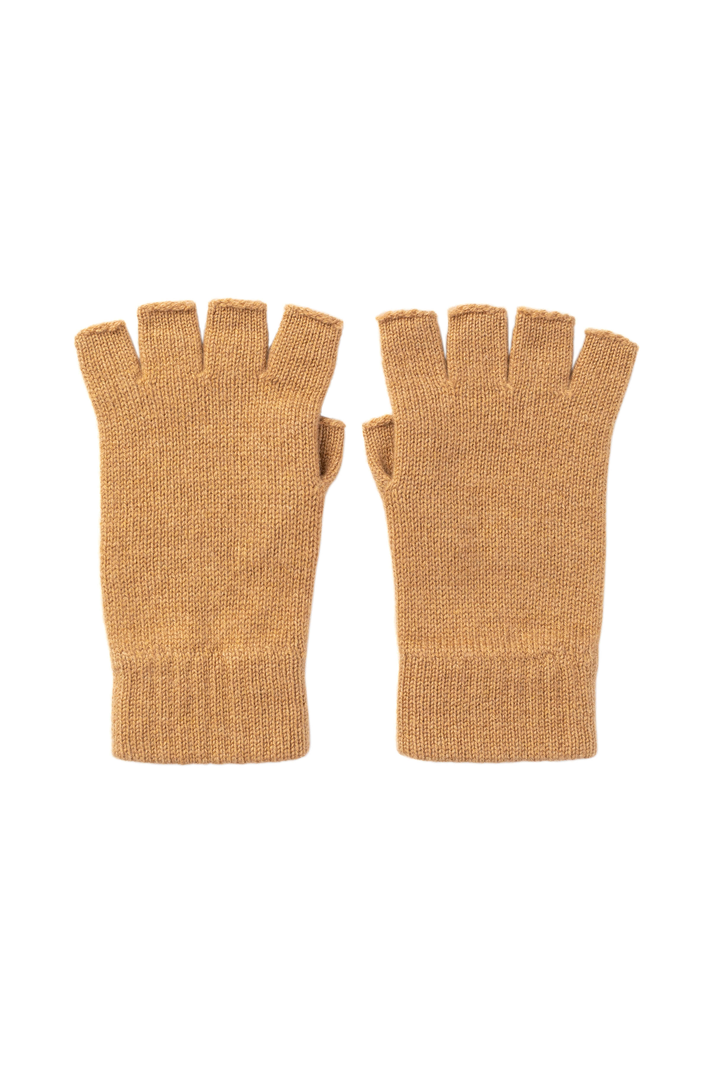 Fingerless Camel Cashmere Gloves