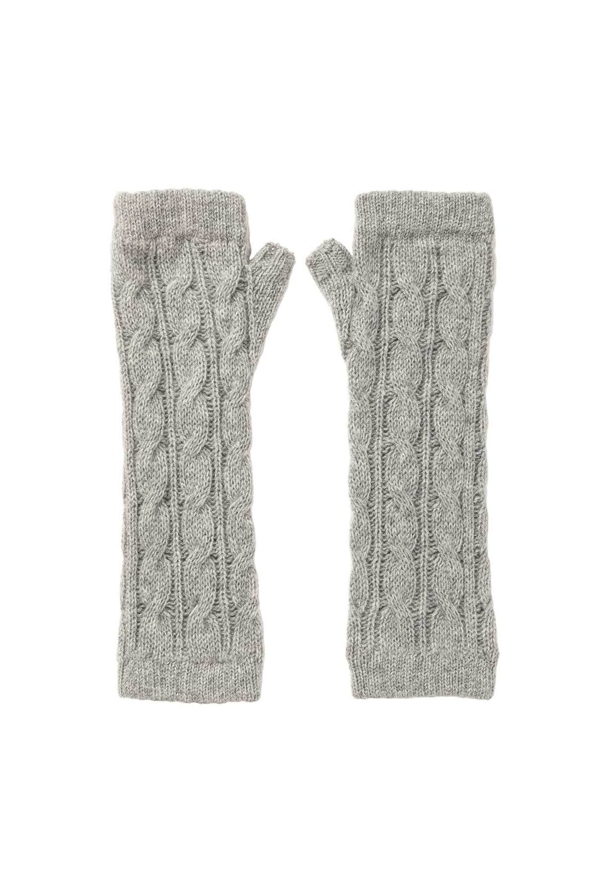 Gauzy Cable Light Grey Cashmere Wrist Warmers