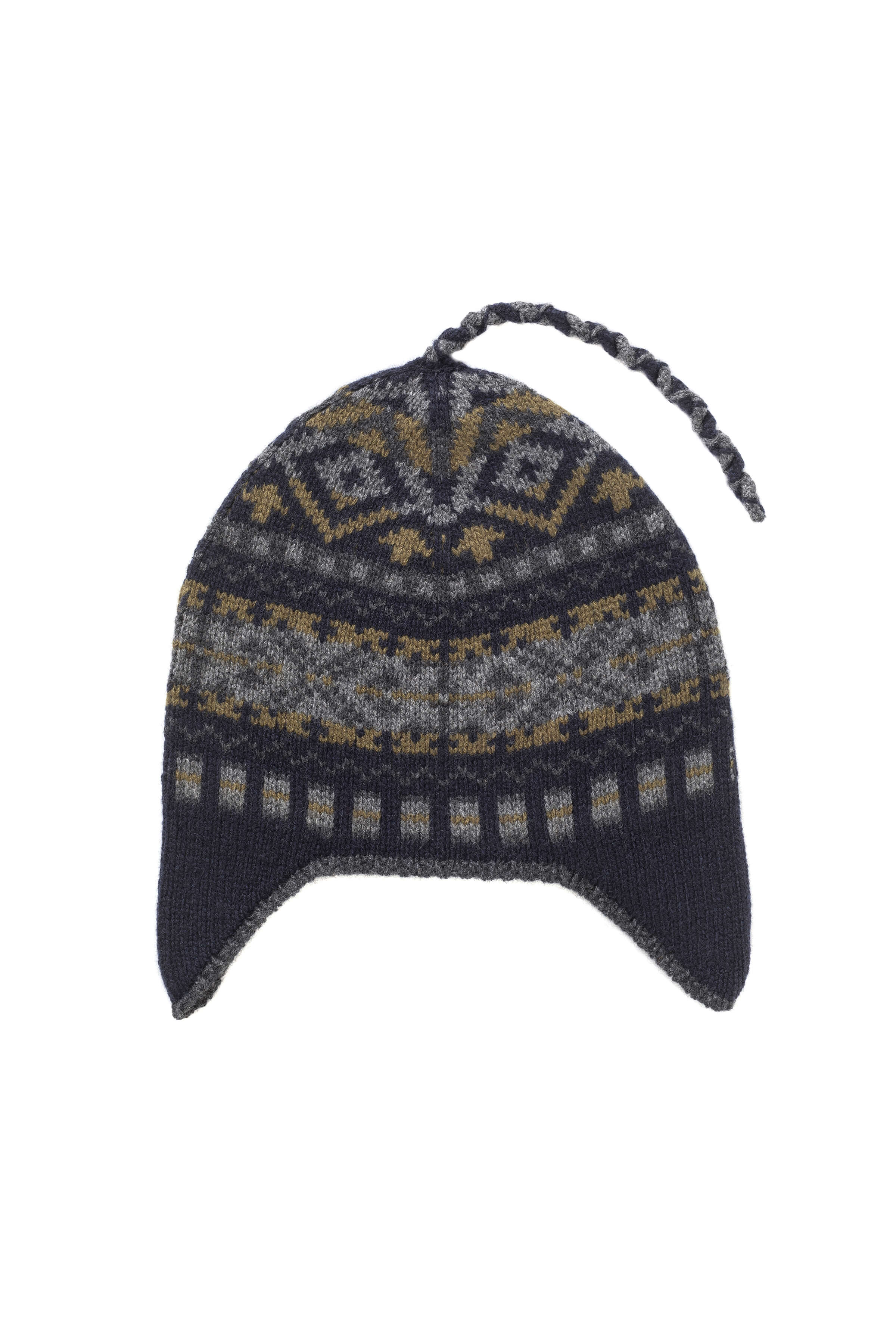 Cashmere Dark Navy Fairisle Inca Beanie