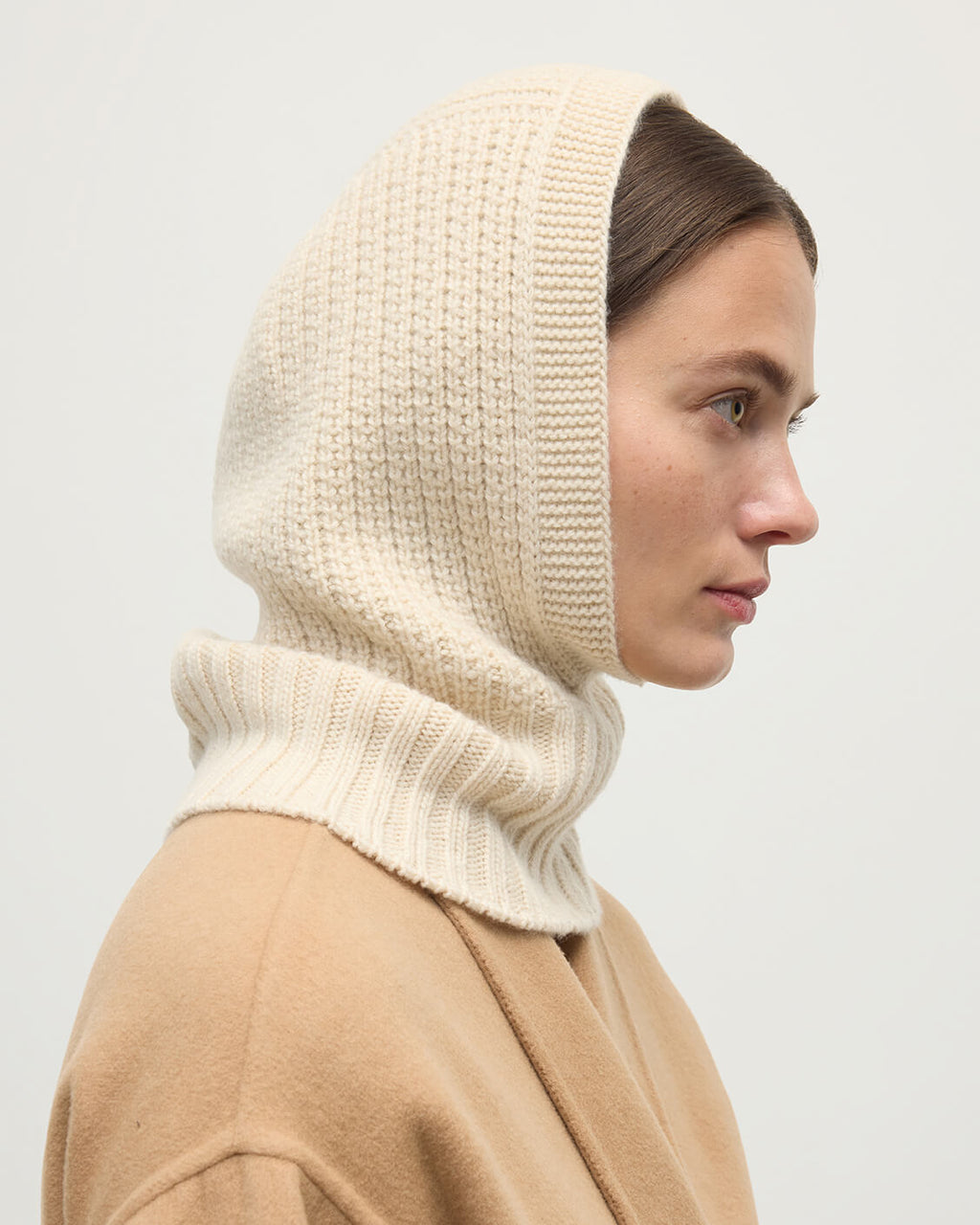 Waffle Stitch Cream Cashmere Hood