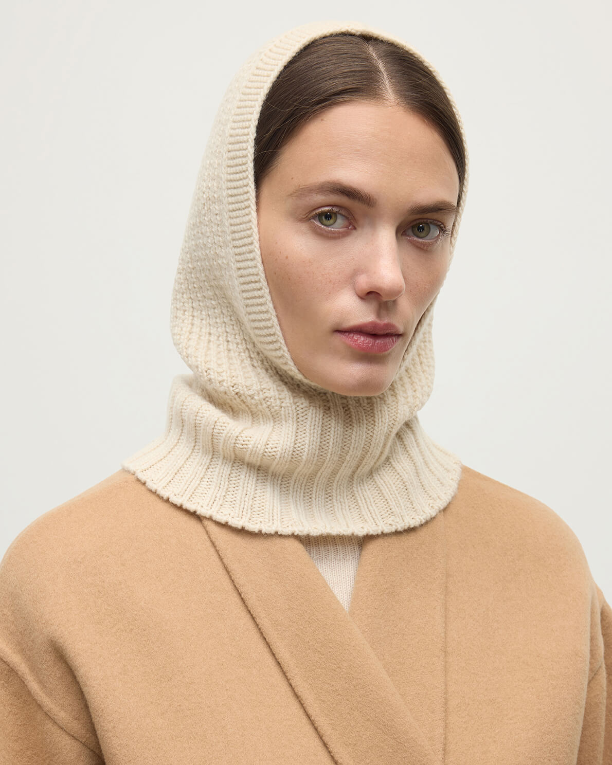 Waffle Stitch Cream Cashmere Hood