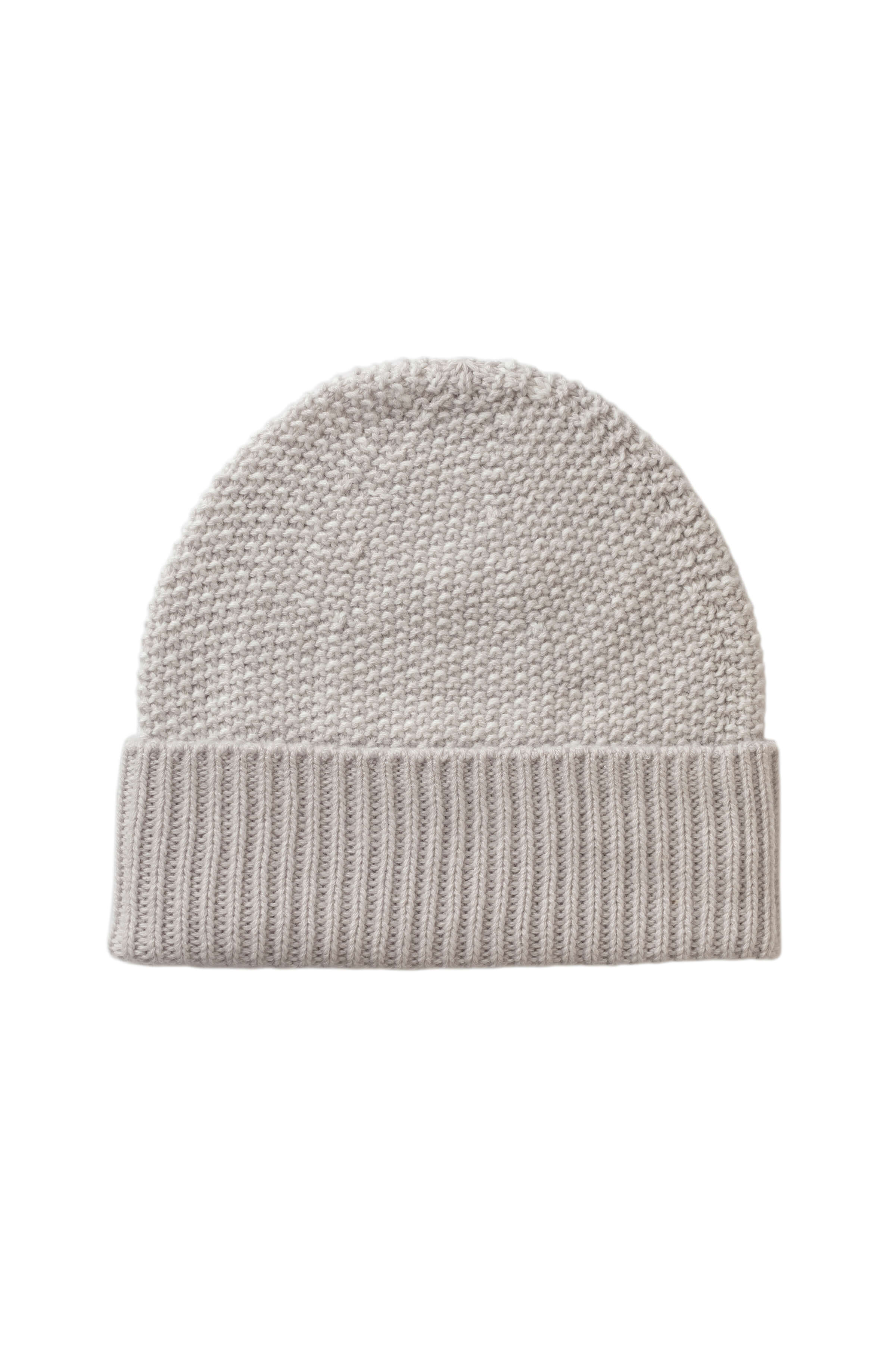 Seed Stitch Cashmere White Beanie