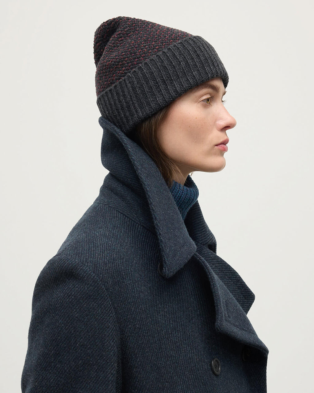 Seed Stitch Cashmere Grey Beanie