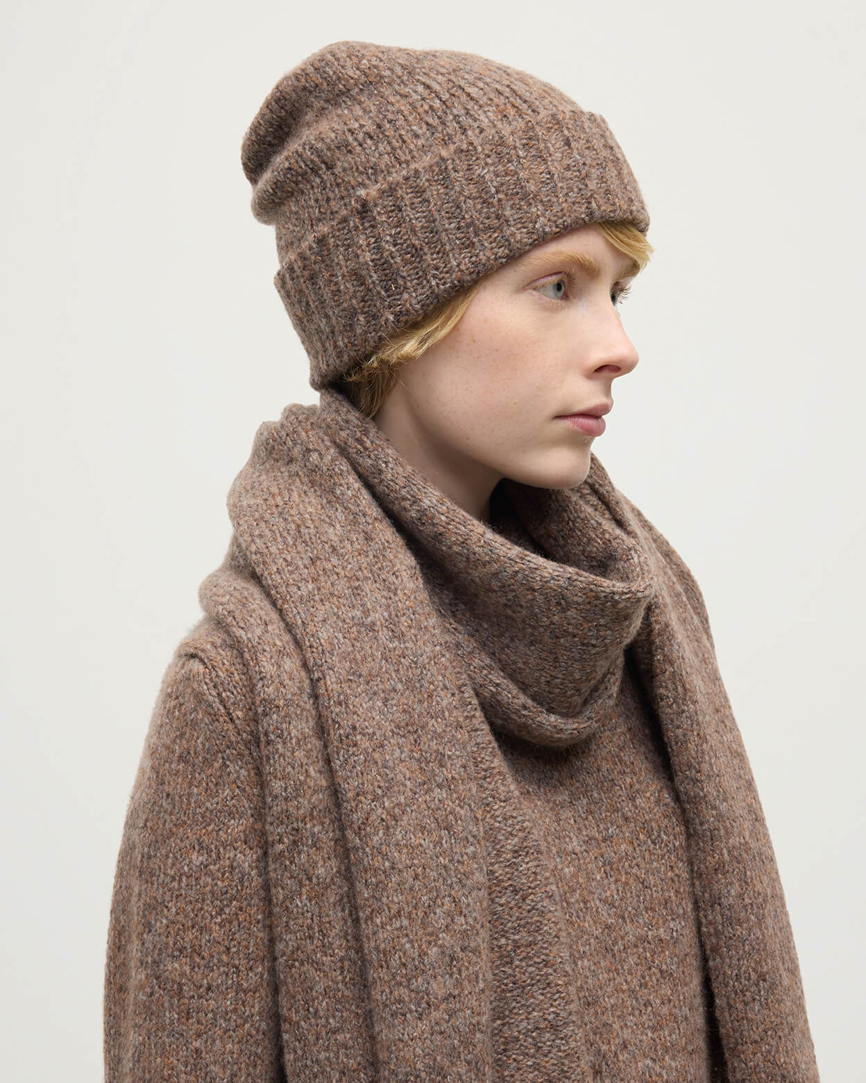 Cashmere Bouclé Brown Beanie