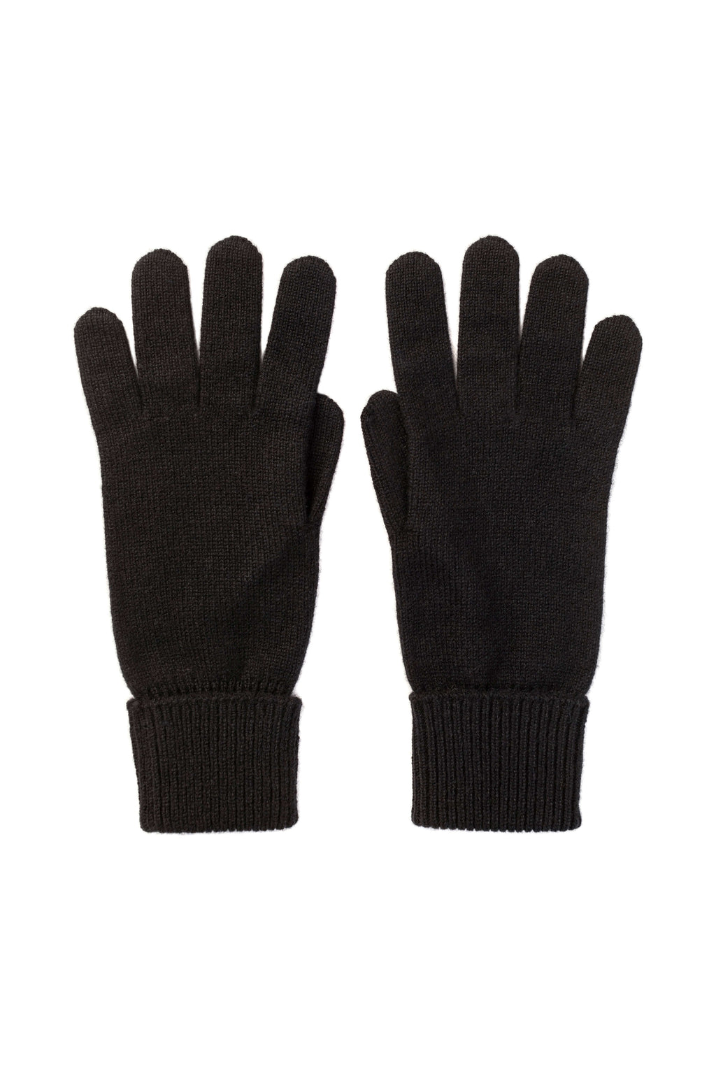 Black Cashmere Gloves with Turnback Cuffs