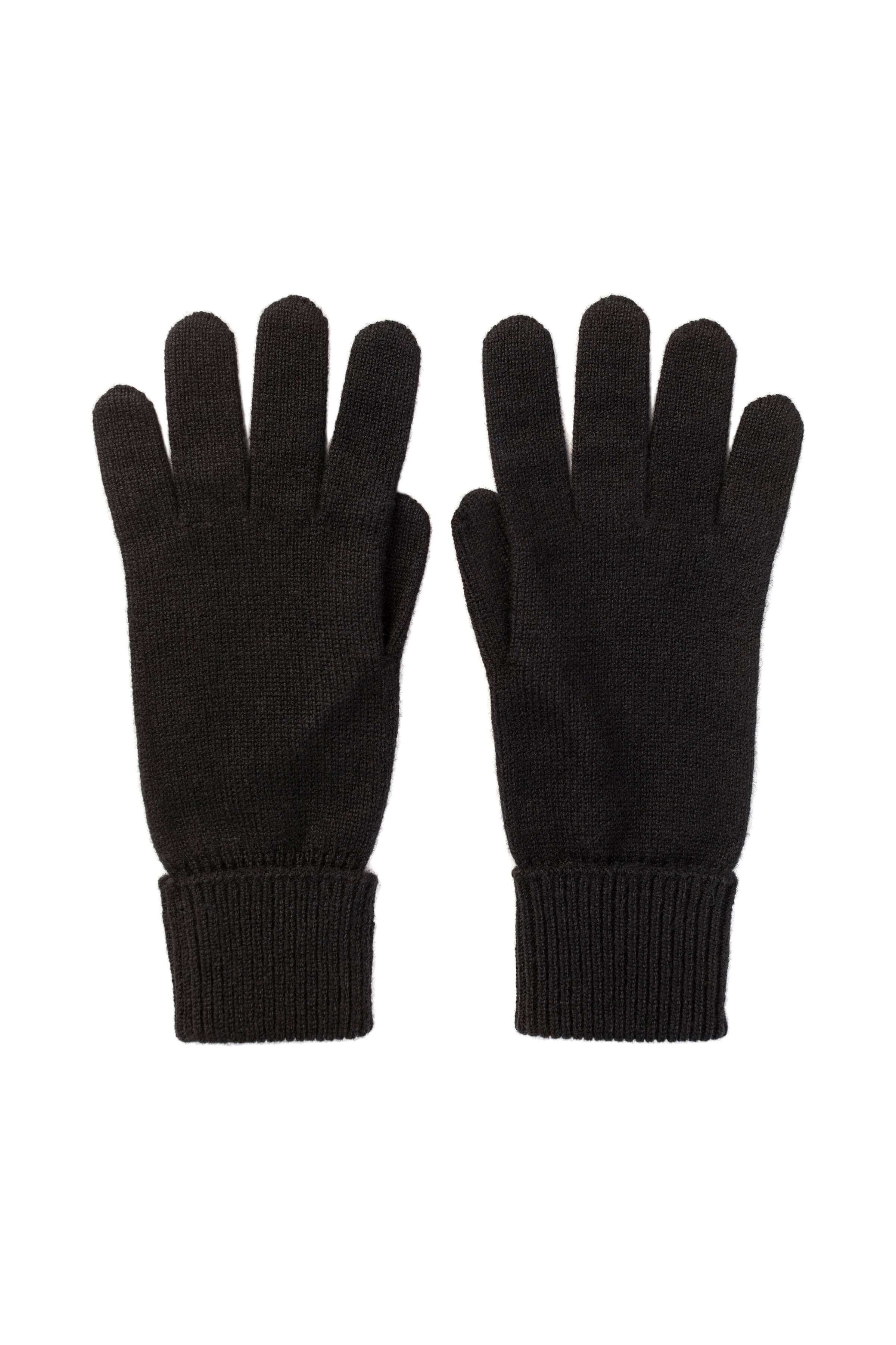 Black Cashmere Gloves with Turnback Cuffs