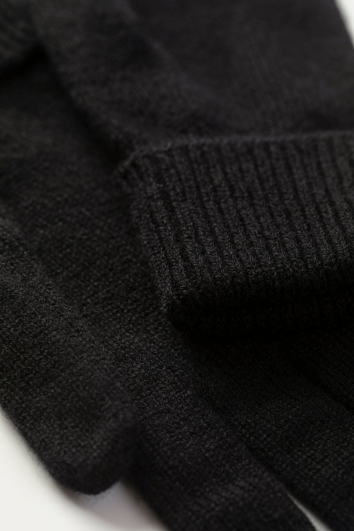 Black Cashmere Gloves with Turnback Cuffs