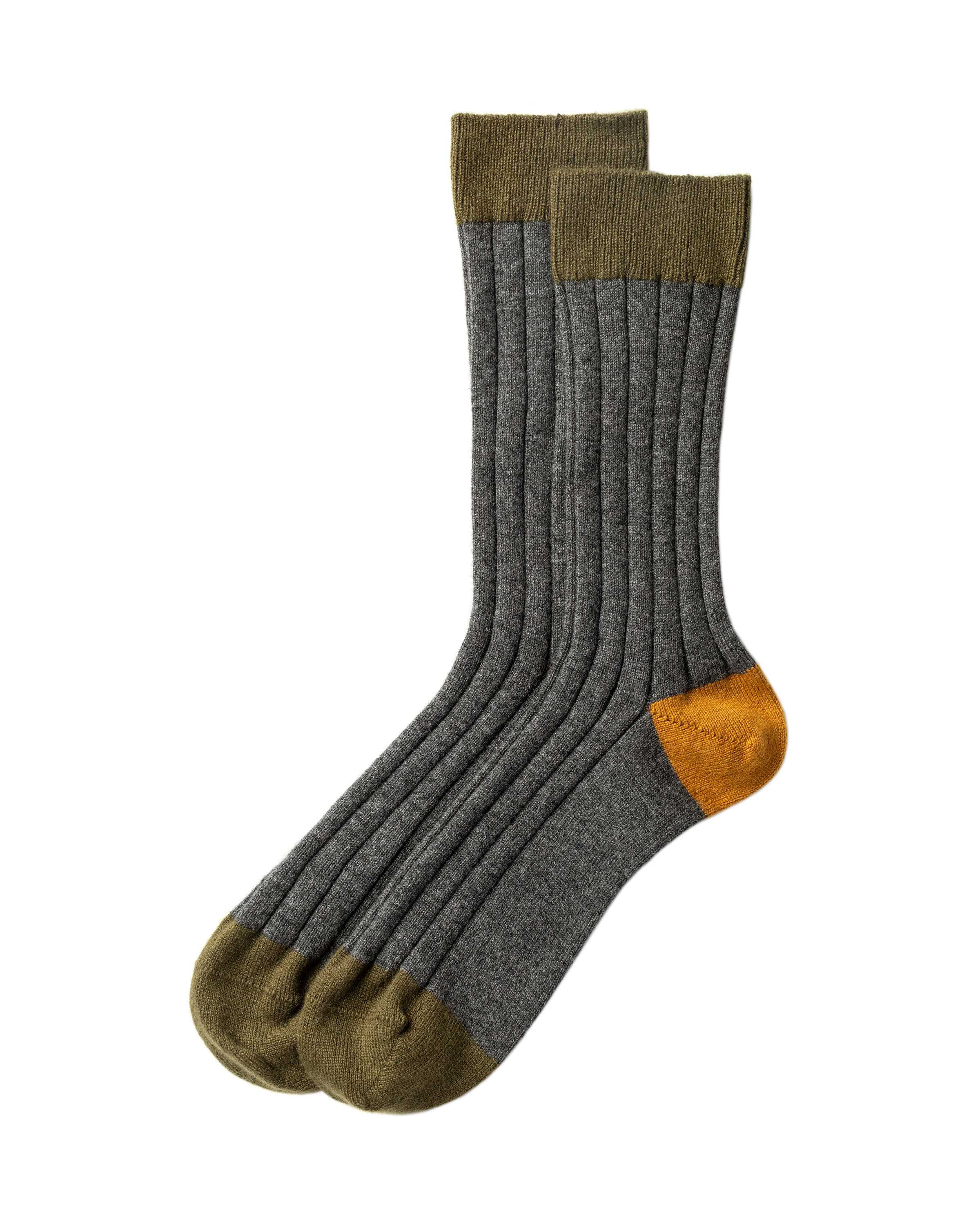 Colour Block Grey Men's Cashmere Socks