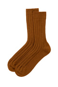 Men's Cashmere Ribbed Dark Camel Socks