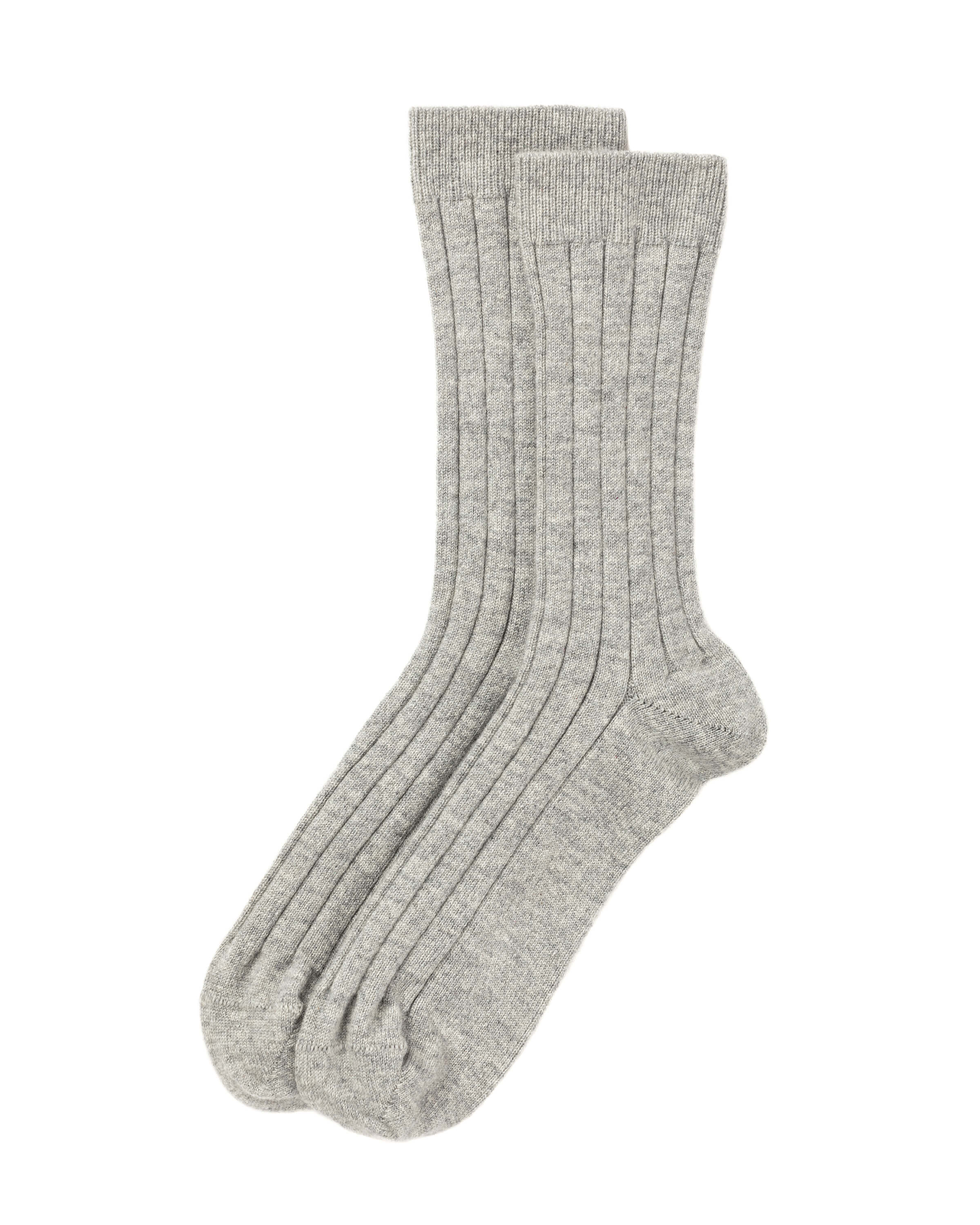 Men's Cashmere Ribbed Light Grey Socks