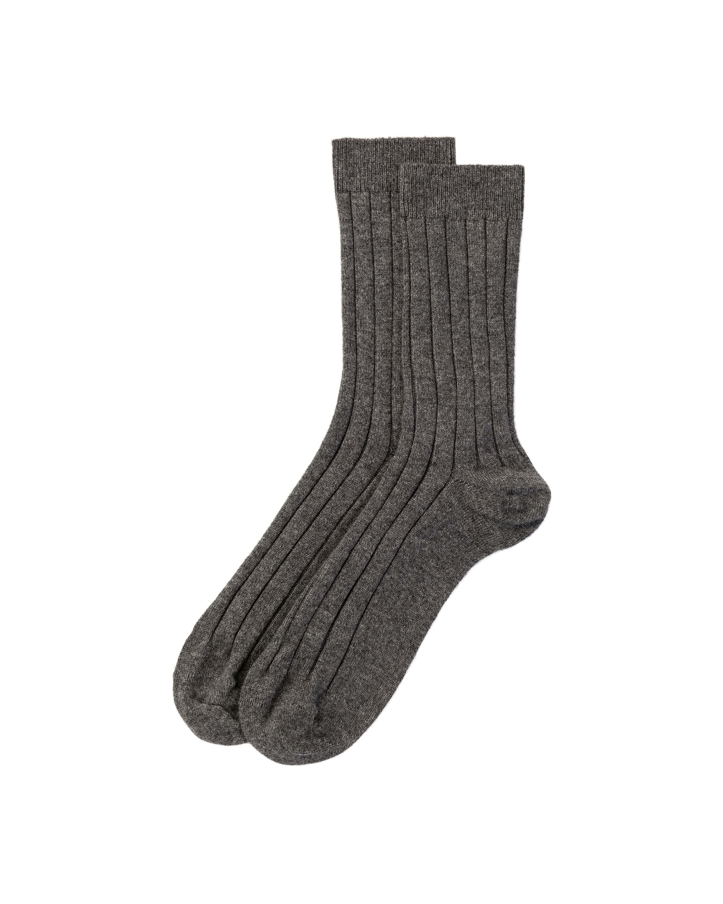 Men's Cashmere Ribbed Mid Grey Socks