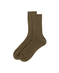Men's Cashmere Ribbed Olive Green Socks
