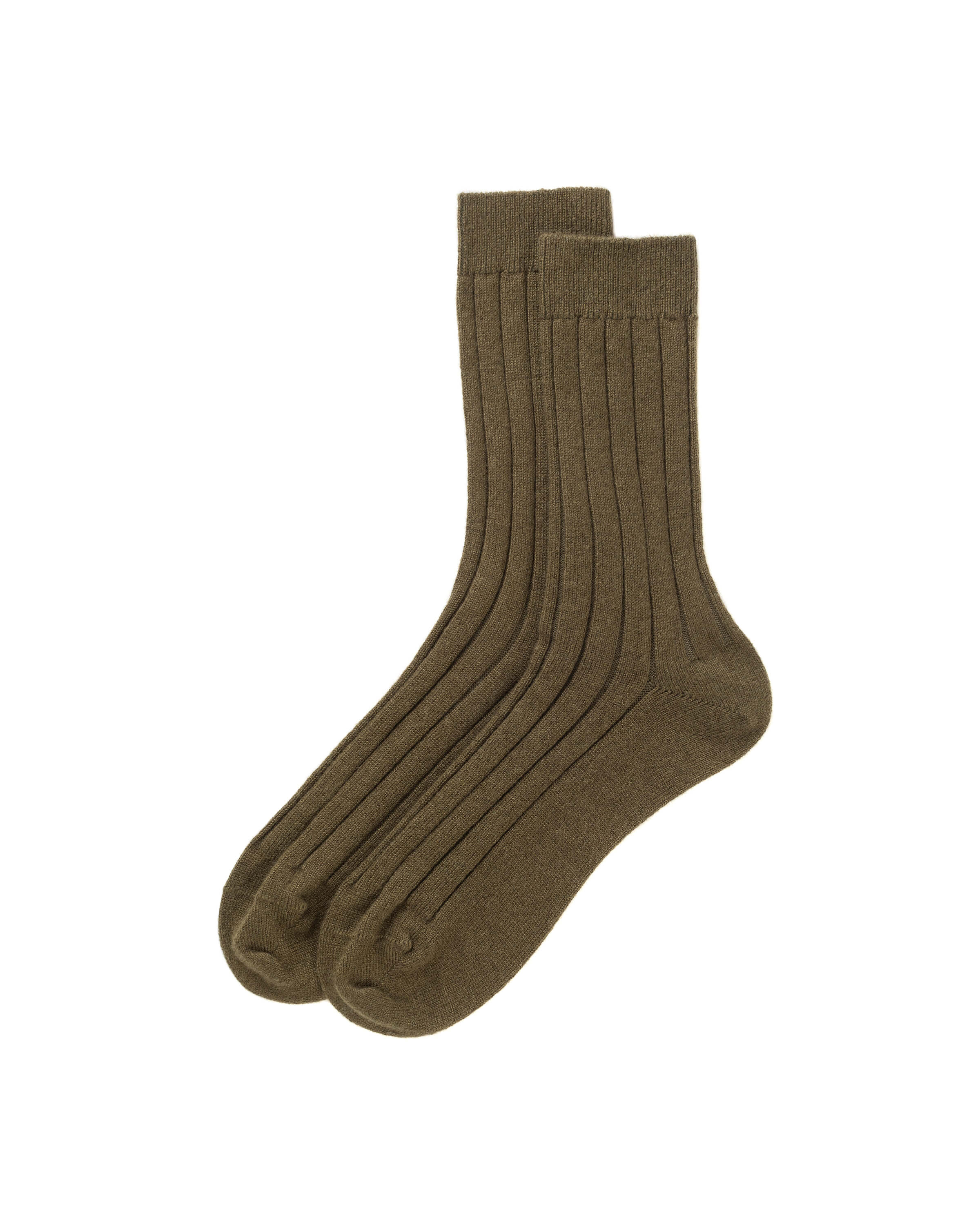 Men's Cashmere Ribbed Olive Green Socks