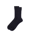 Men's Cashmere Ribbed Dark Navy Socks