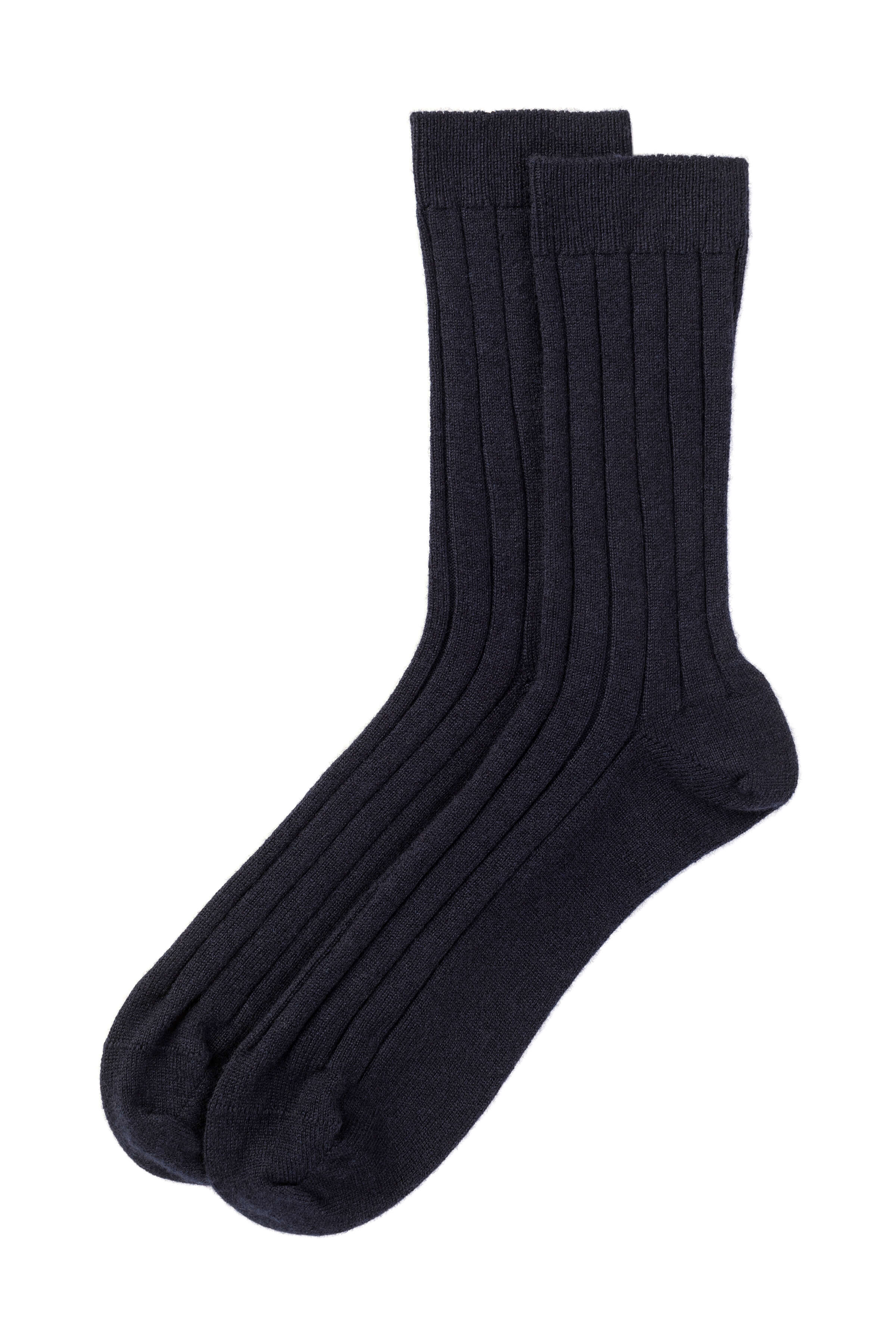 Men's Cashmere Ribbed Dark Navy Socks