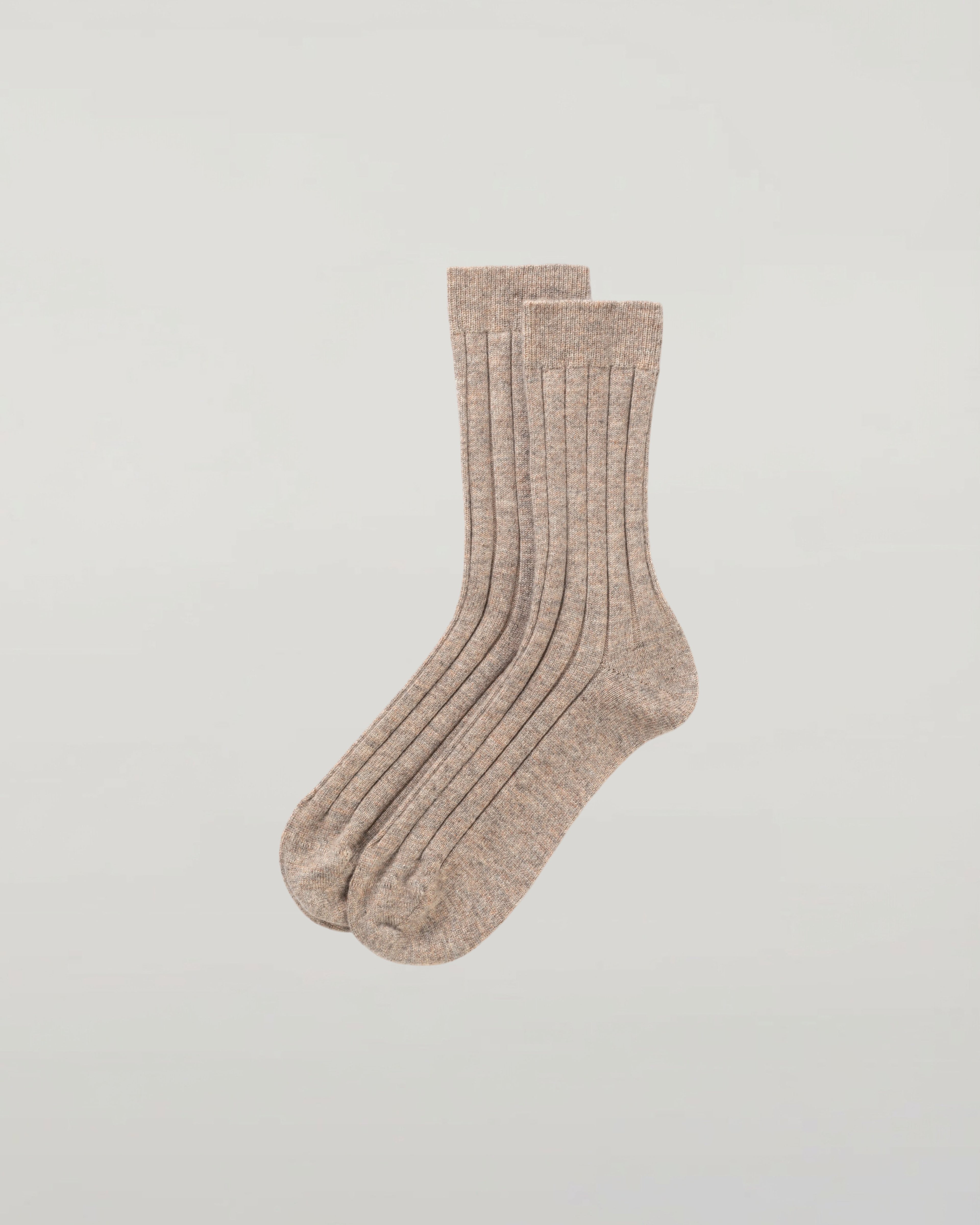 Men's Cashmere Ribbed Light Brown Socks