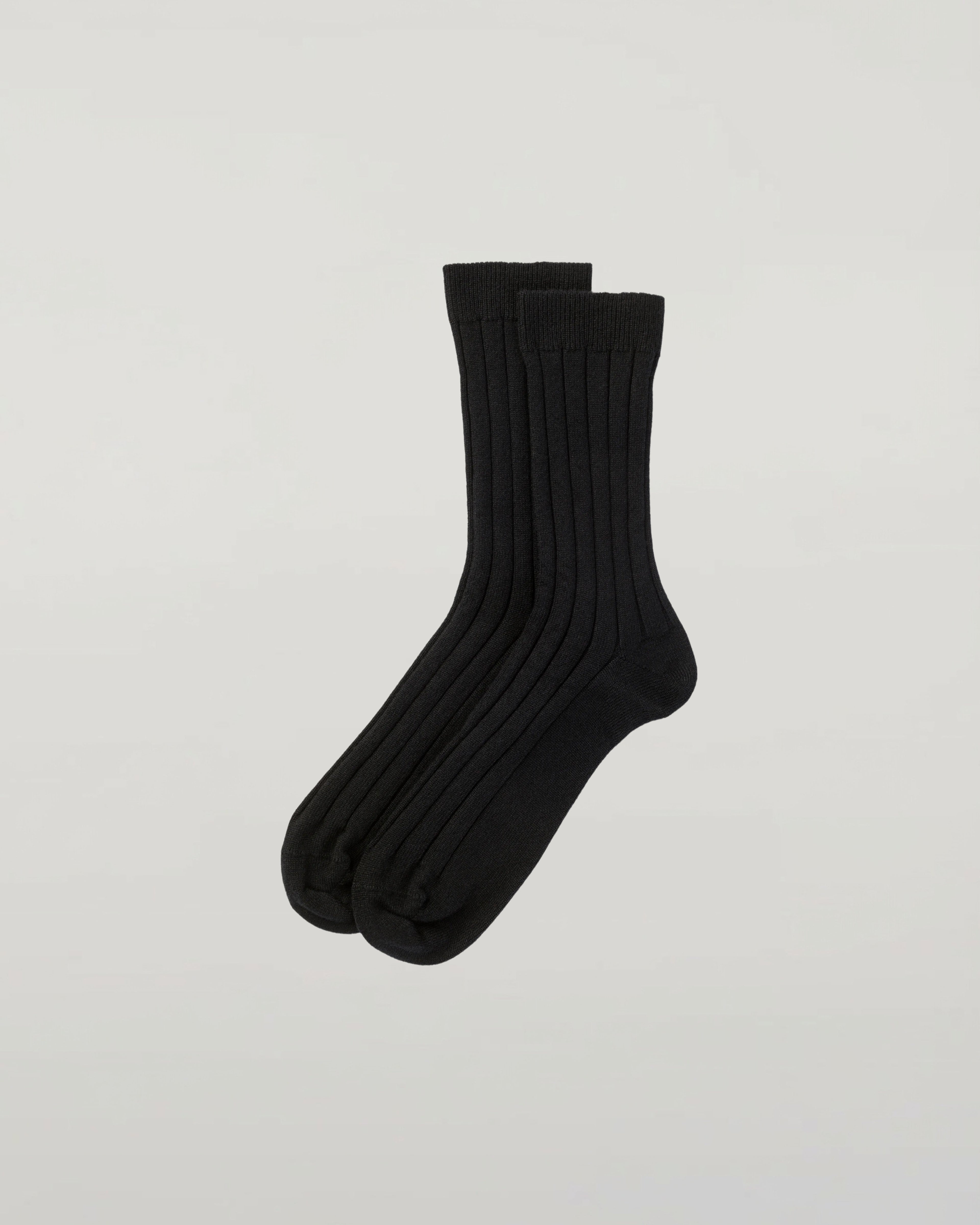 Men's Cashmere Ribbed Black Socks