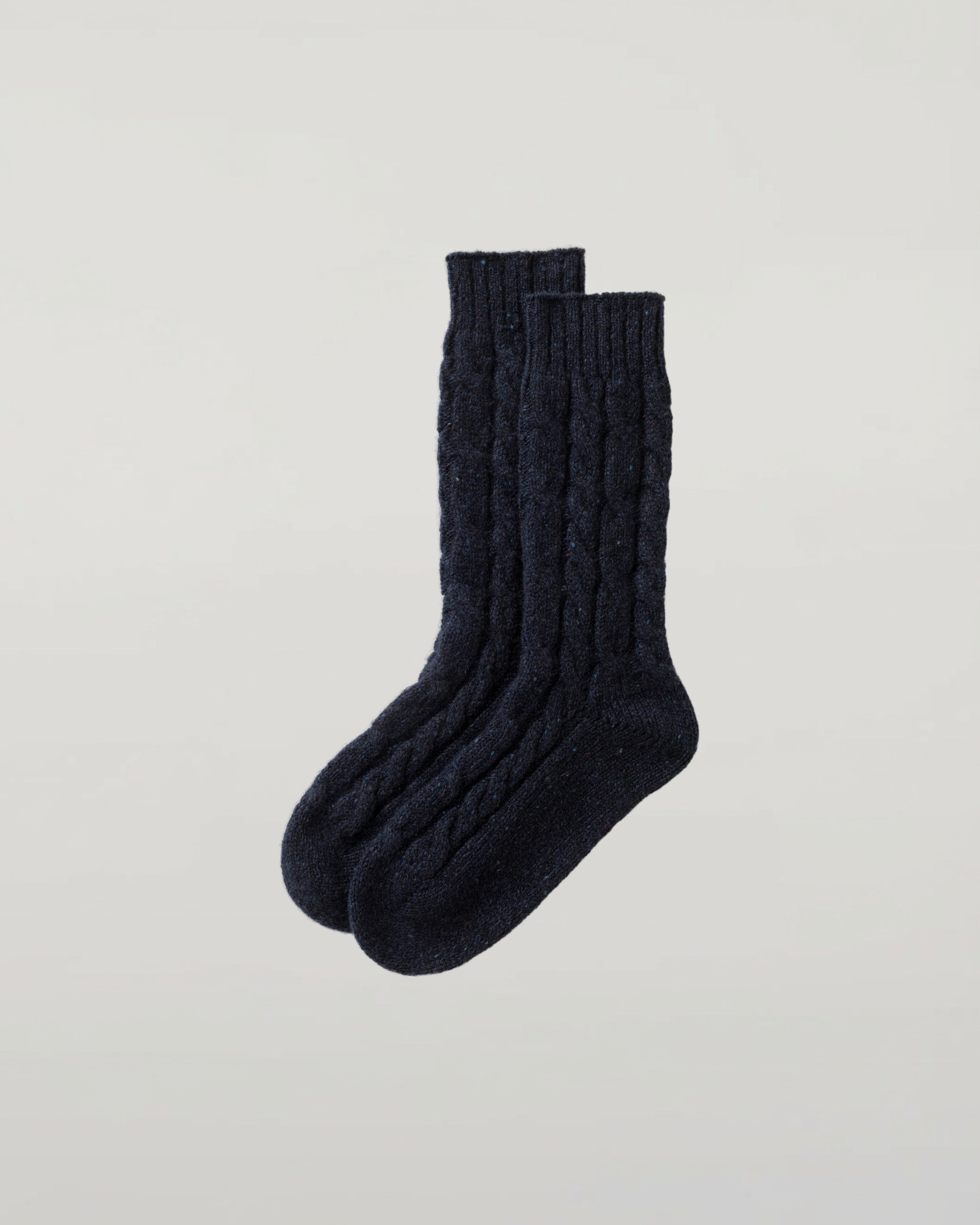 Cashmere Donegal Cable Dark Navy Socks