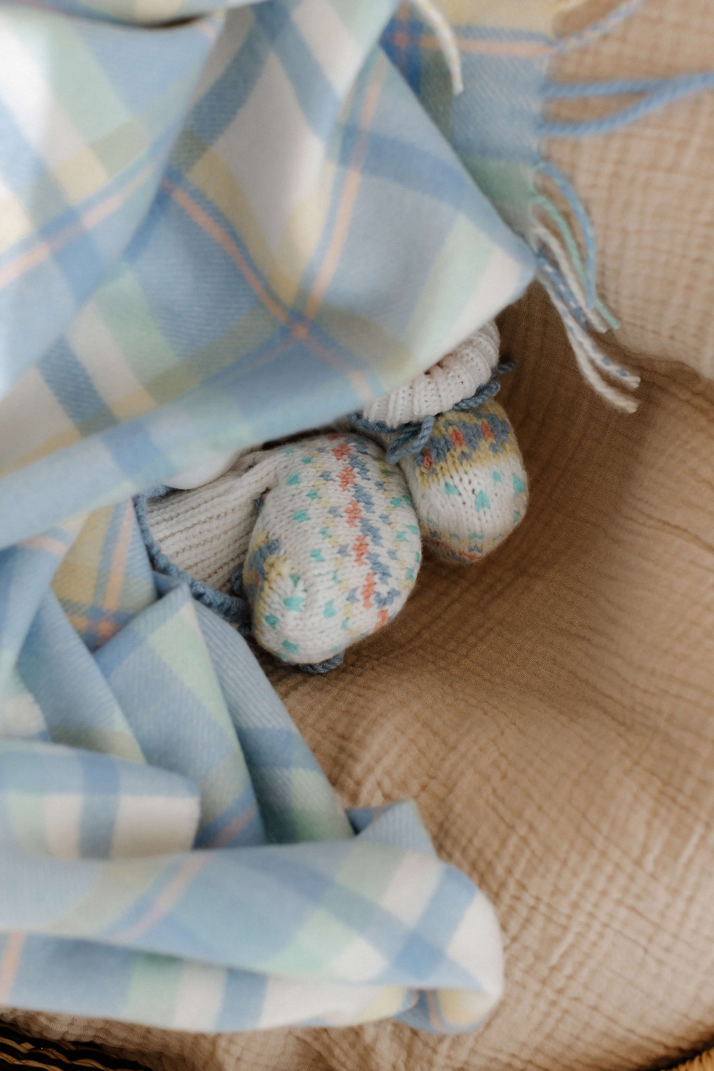 Cashmere Baby Blanket in Blue Check
