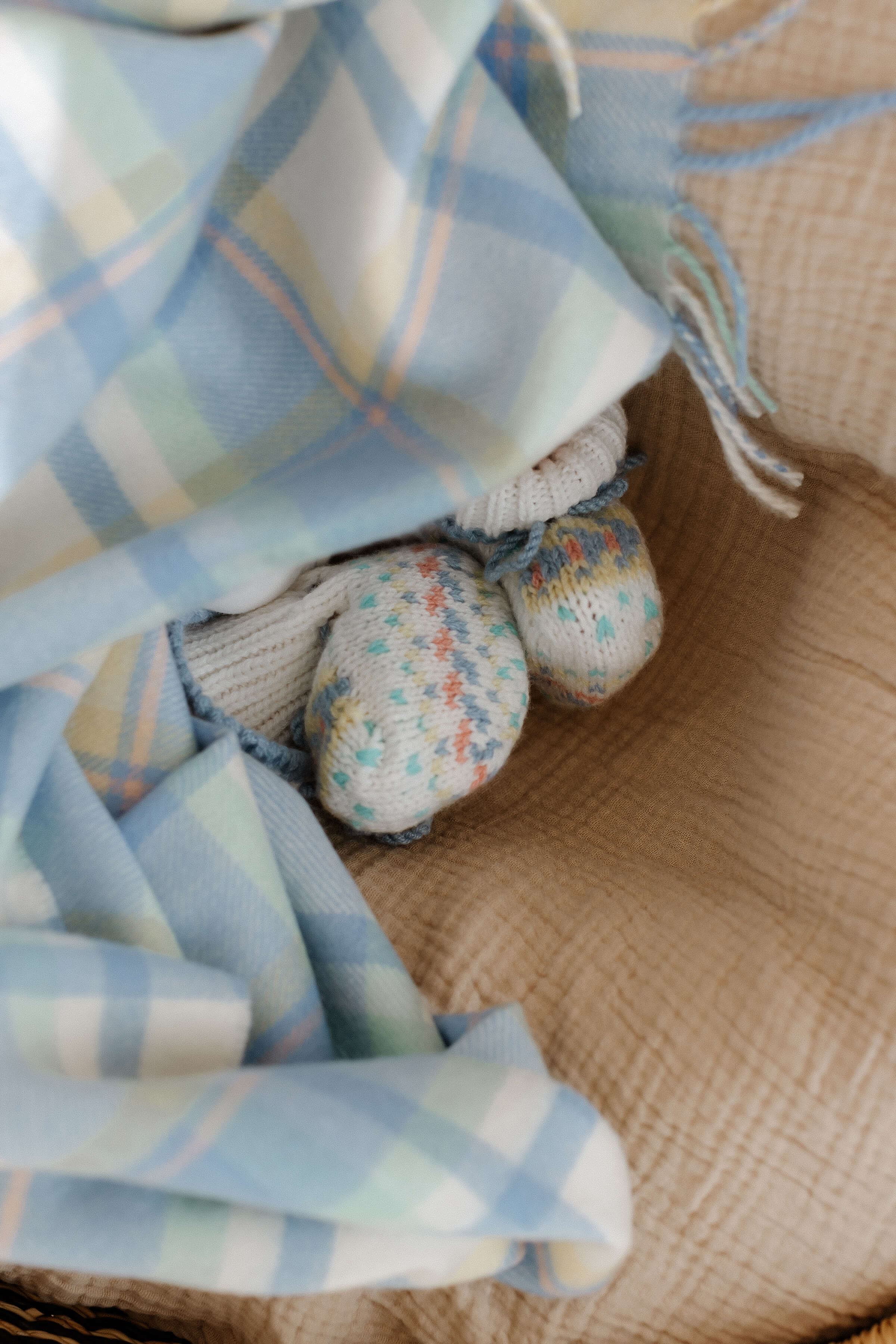 Cashmere Baby Blanket in Blue Check
