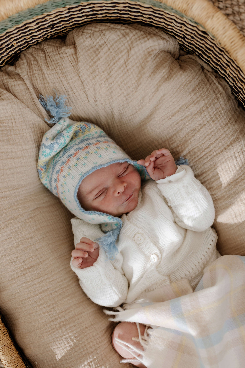 Blue Cashmere Fairisle Baby Hat