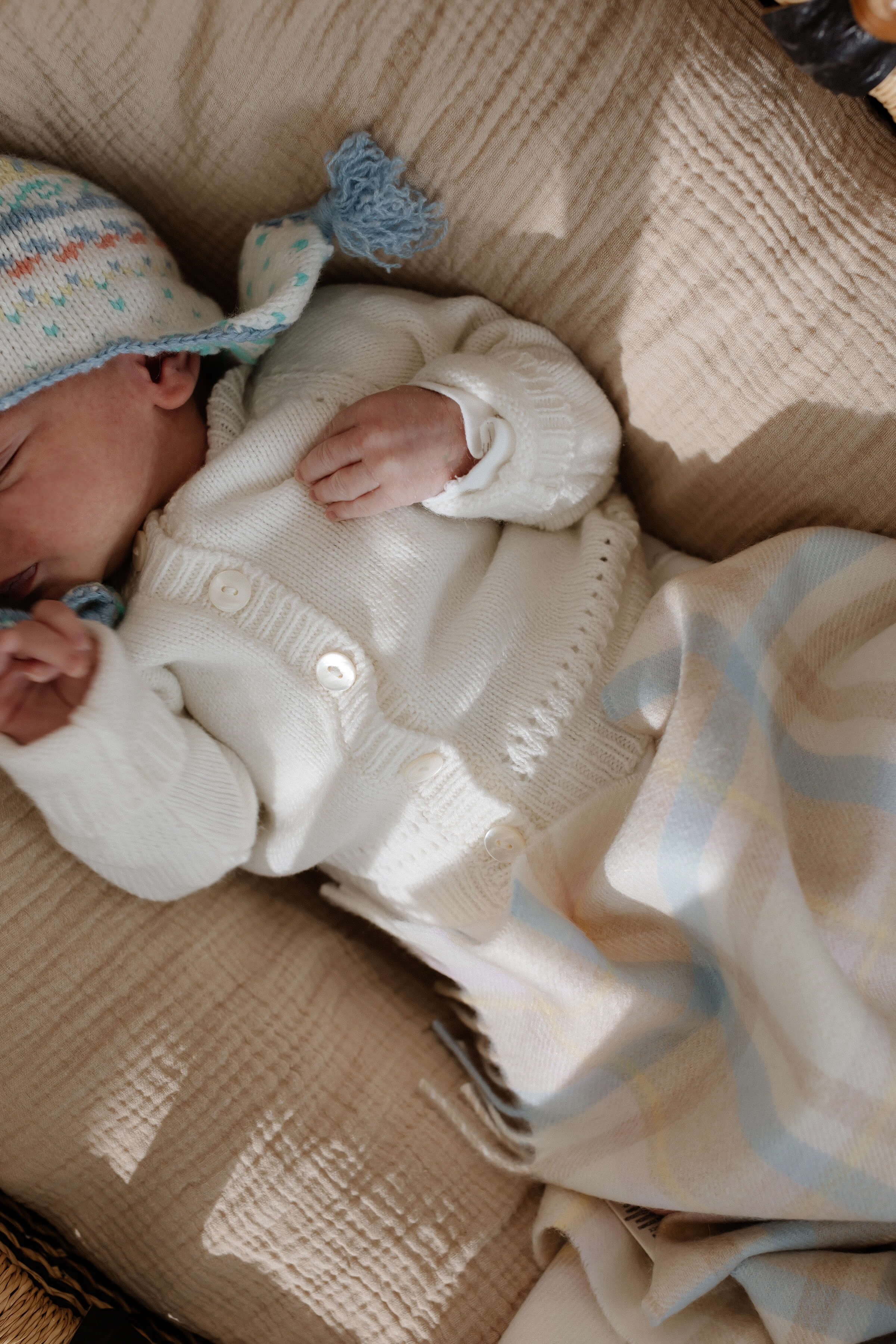 Cashmere Baby Blanket in Natural Check