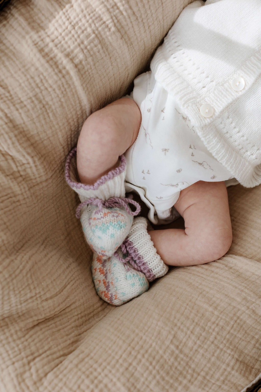 Pink Fairisle Cashmere Baby Booties