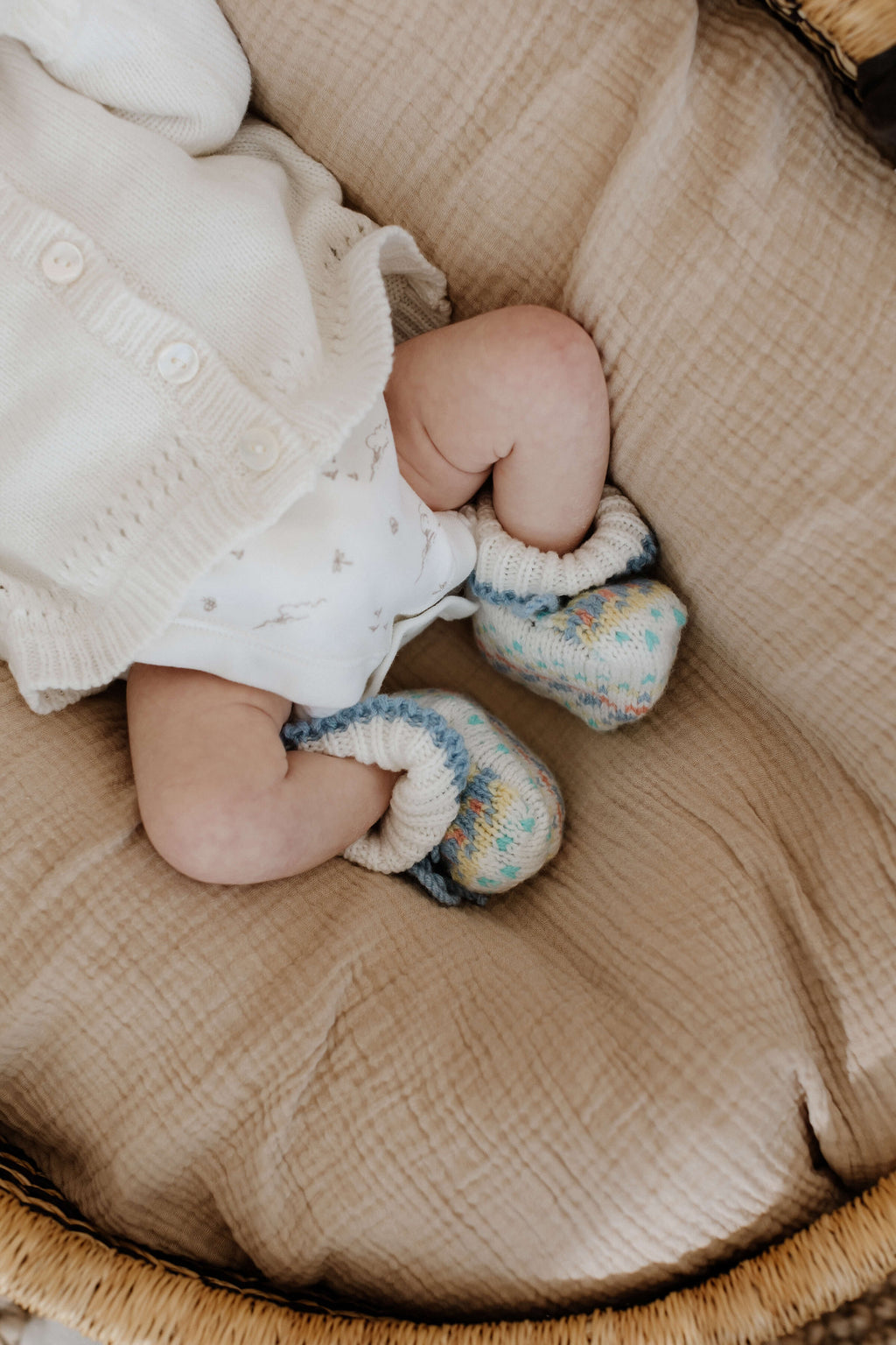Blue Fairisle Cashmere Baby Booties