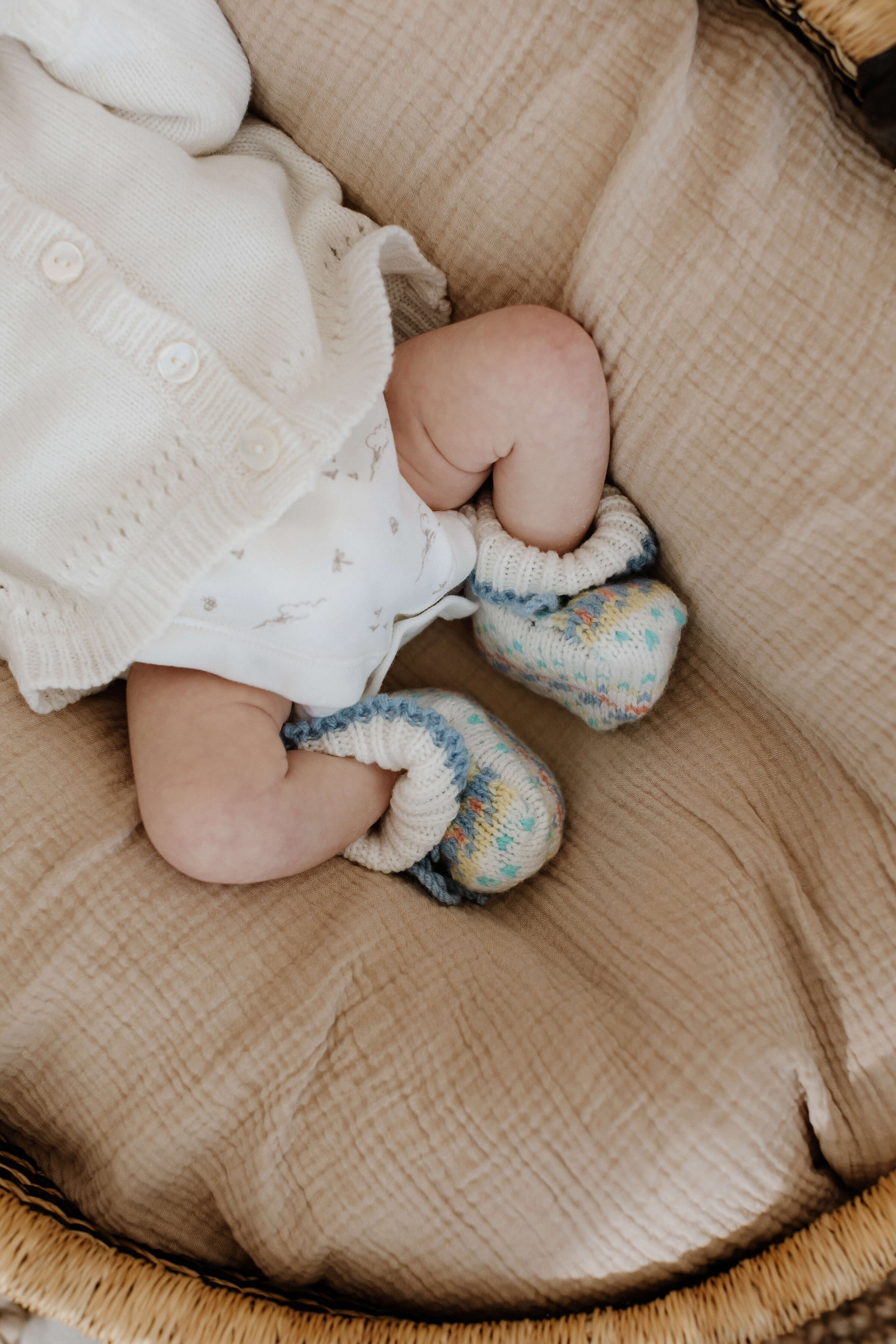 Blue Fairisle Cashmere Baby Booties