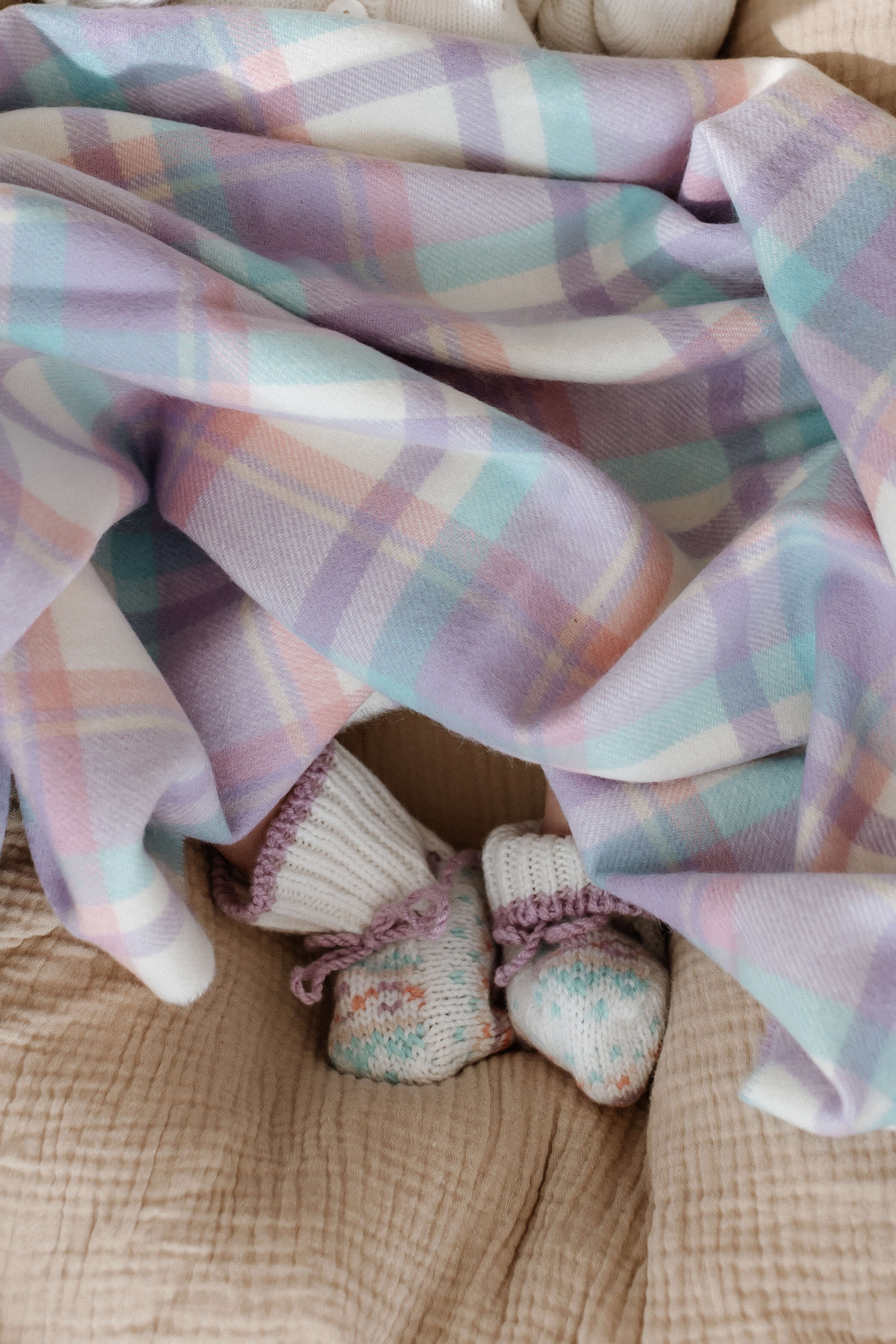 Pink Check Cashmere Baby Blanket
