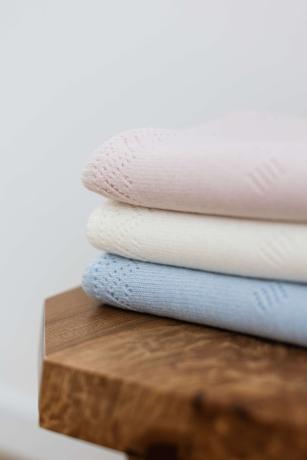 Pointelle White Cashmere Baby Blanket