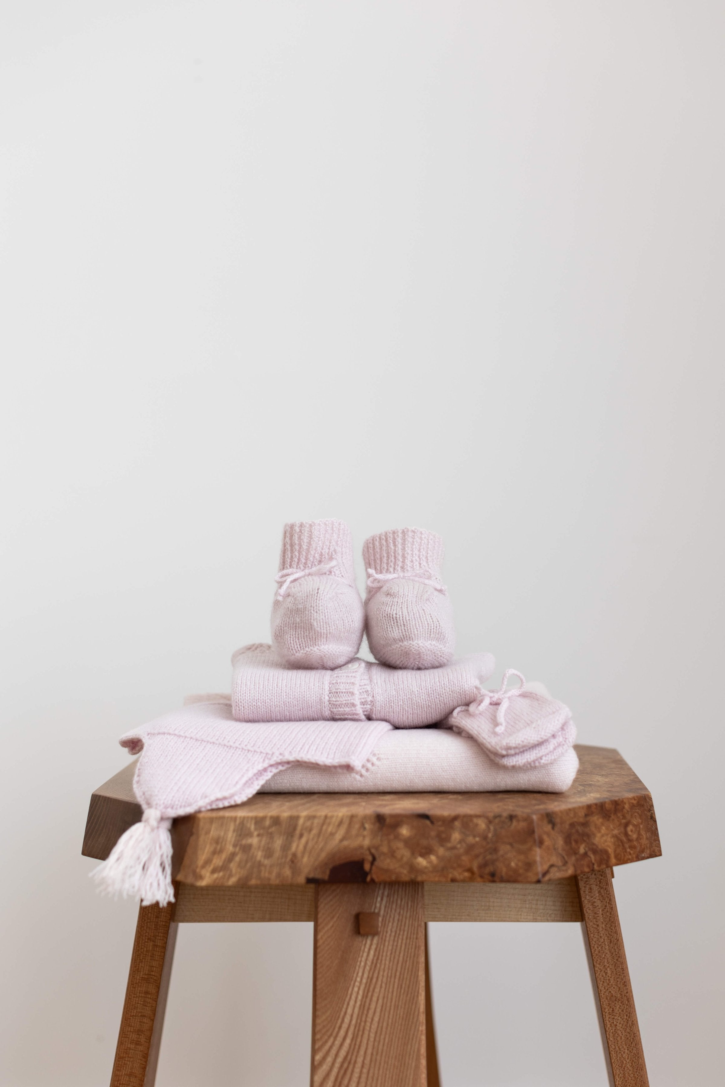 Pink Cashmere Baby Hat with Tassel