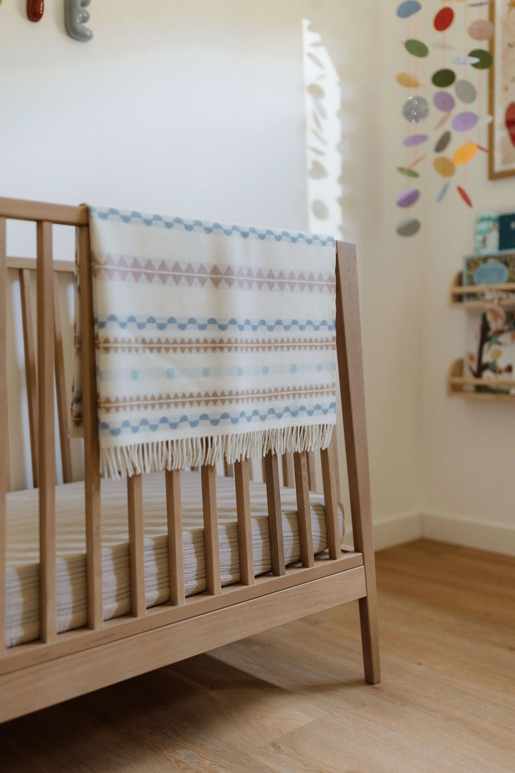 Purled Fringe Children's Blanket in Natural