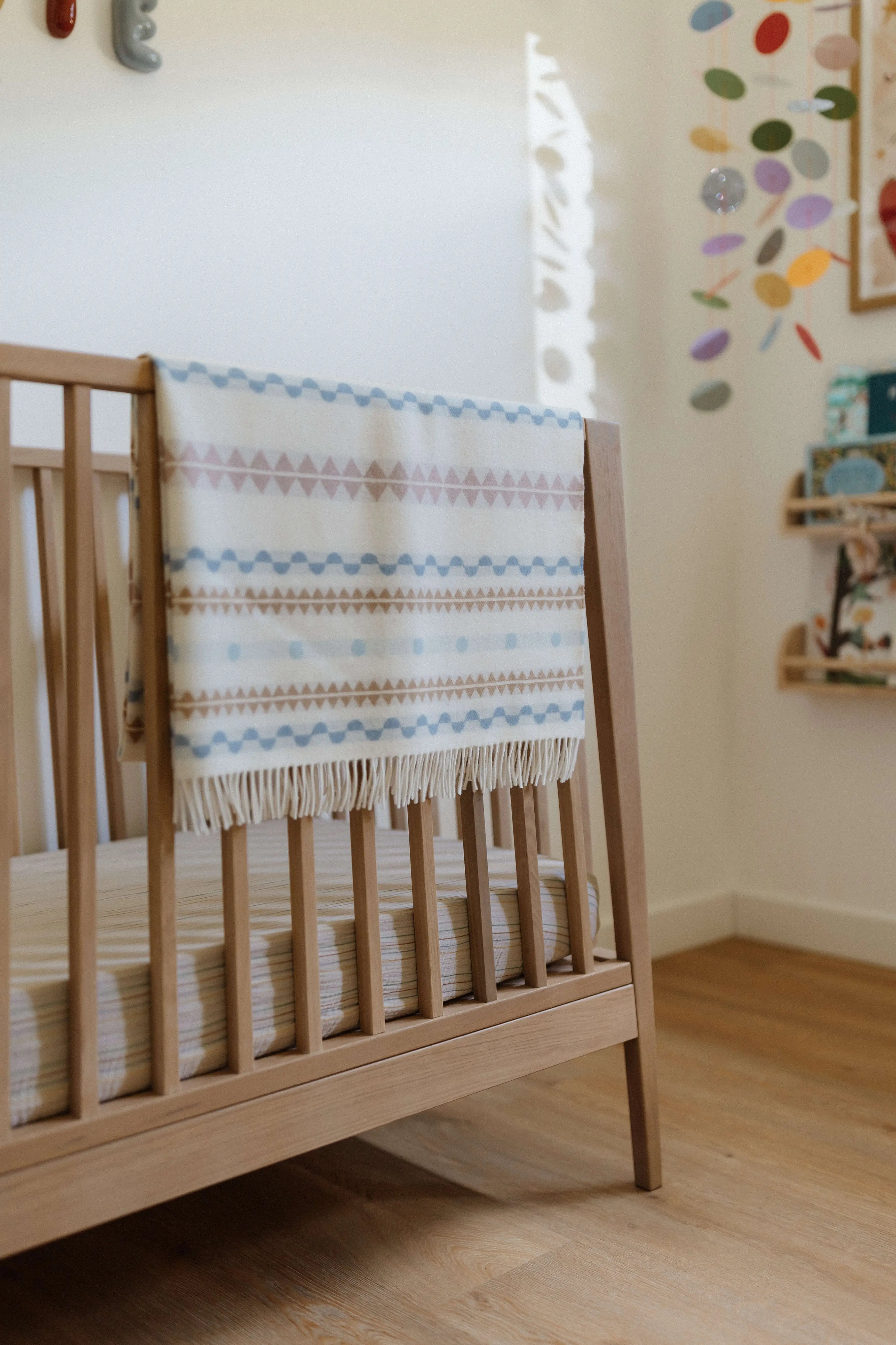 Purled Fringe Children's Blanket in Natural