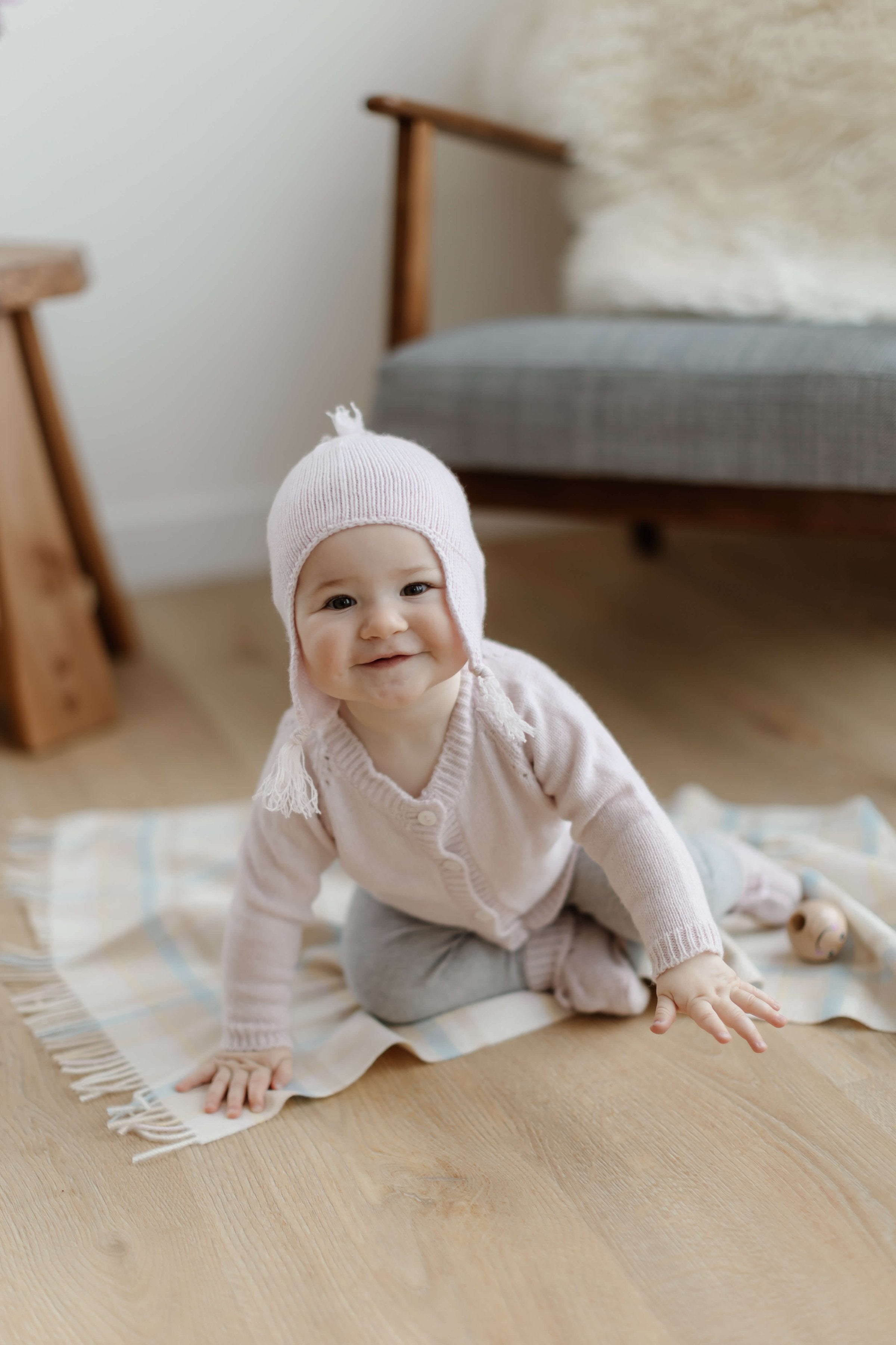 Pink Cashmere Baby Hat with Tassel