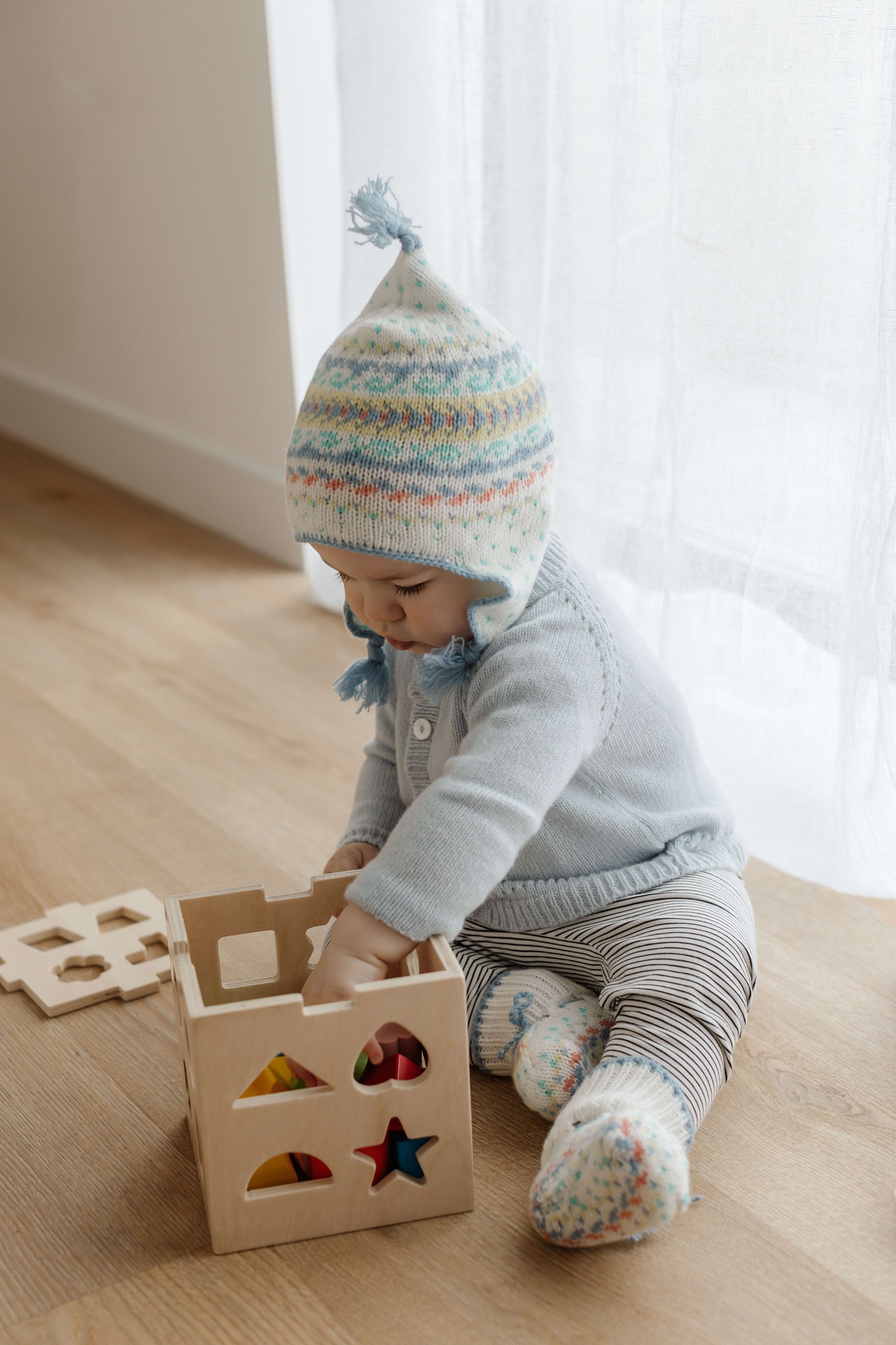 Blue Cashmere Fairisle Baby Hat