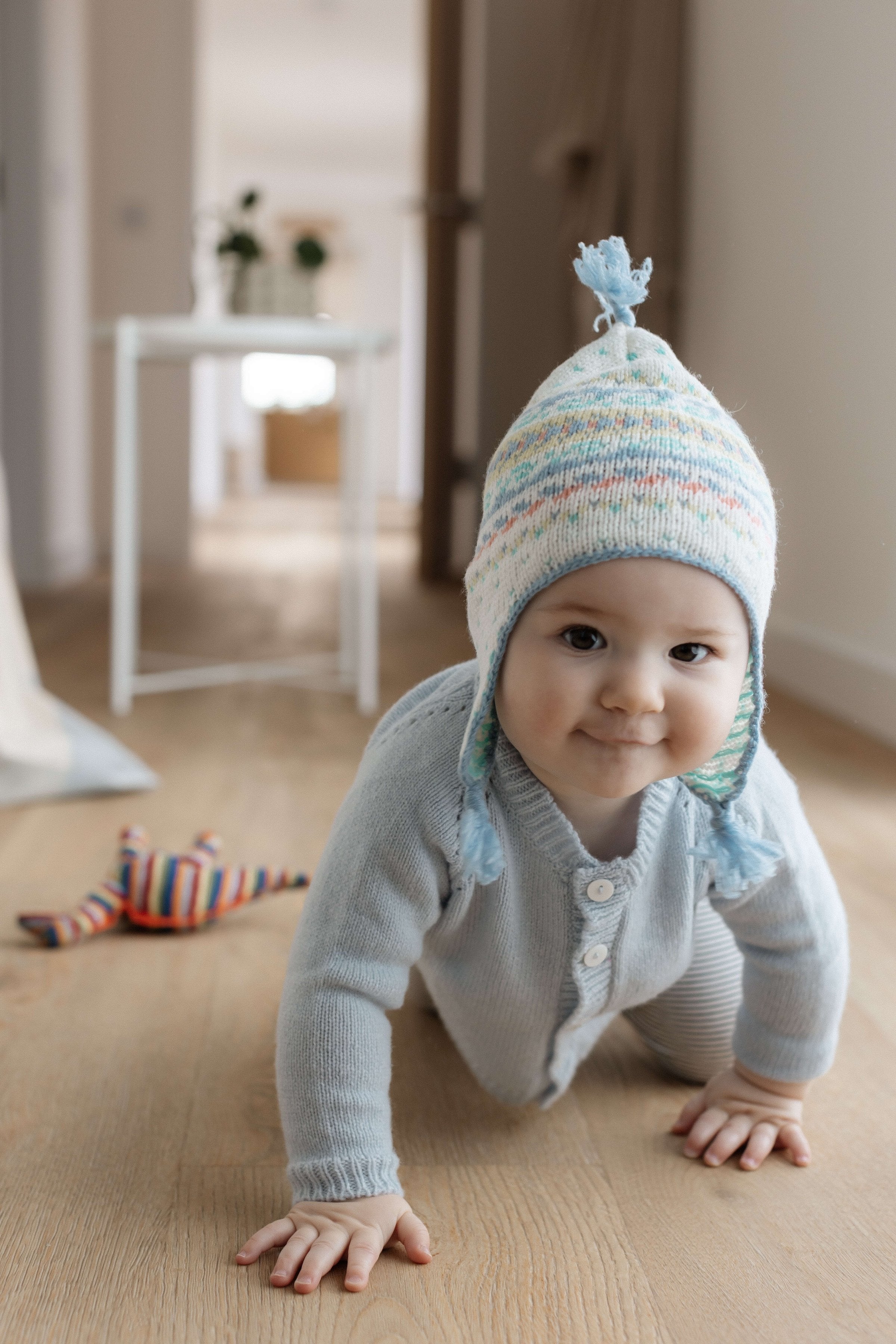 Blue Cashmere Fairisle Baby Hat