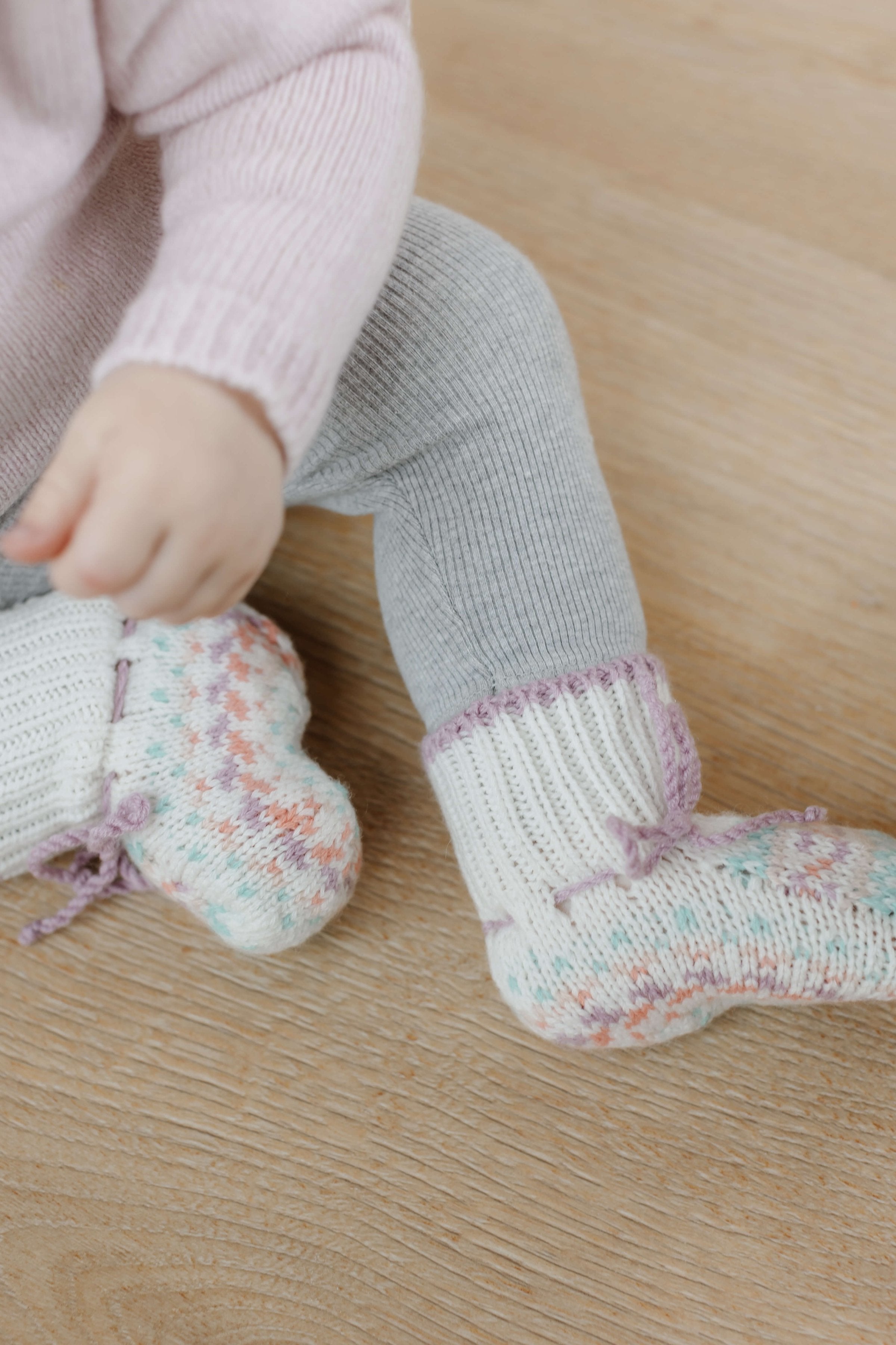 Pink Fairisle Cashmere Baby Booties